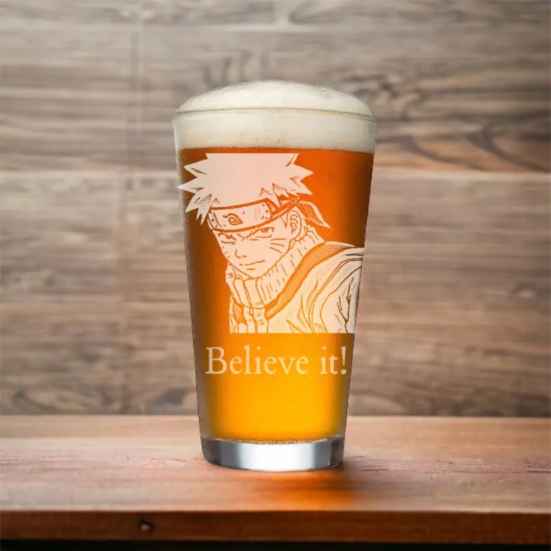 Customized Anime Pint Glass �C Etched Manga Beer Mug & Unique Gift for Otaku Collectors, Anime Christmas Gift