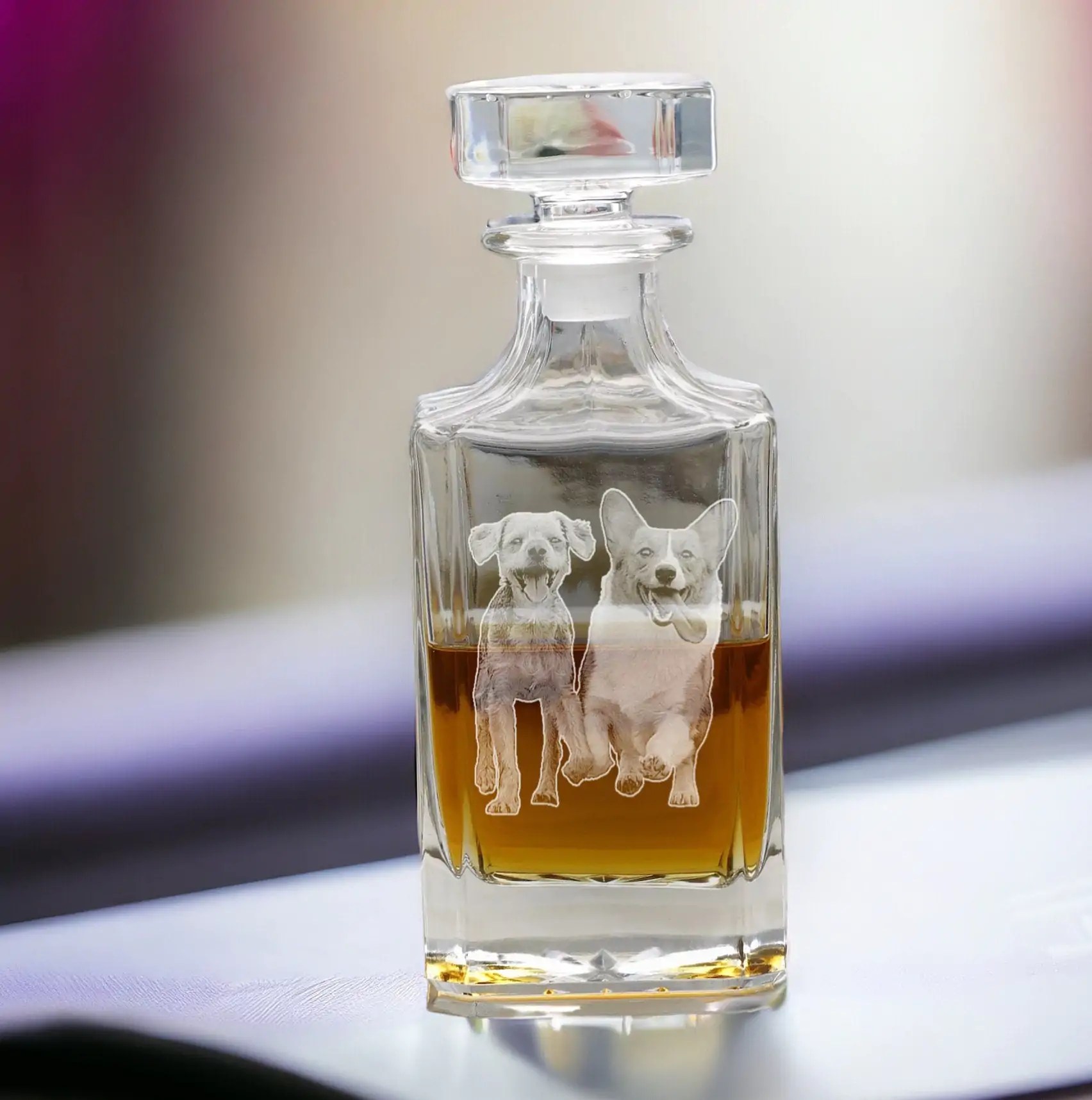 Personalized Photo Etched Decanter �C Engraved Groomsman Gifts & Unique Christmas Presents