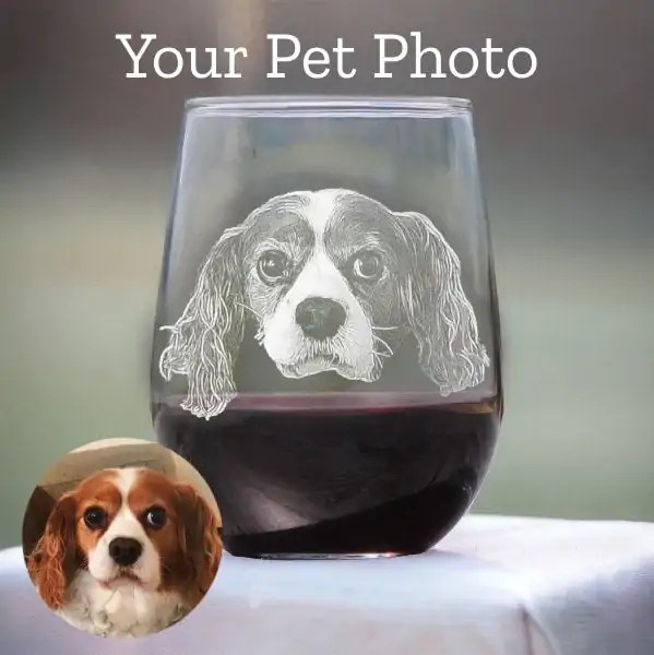 Custom Engraved Wine Glass, Personalized Dog Glass,Photo etched Glassware, Unique Gift for Pet Lovers, Pet Loss Gift, Pet Memorial Gift