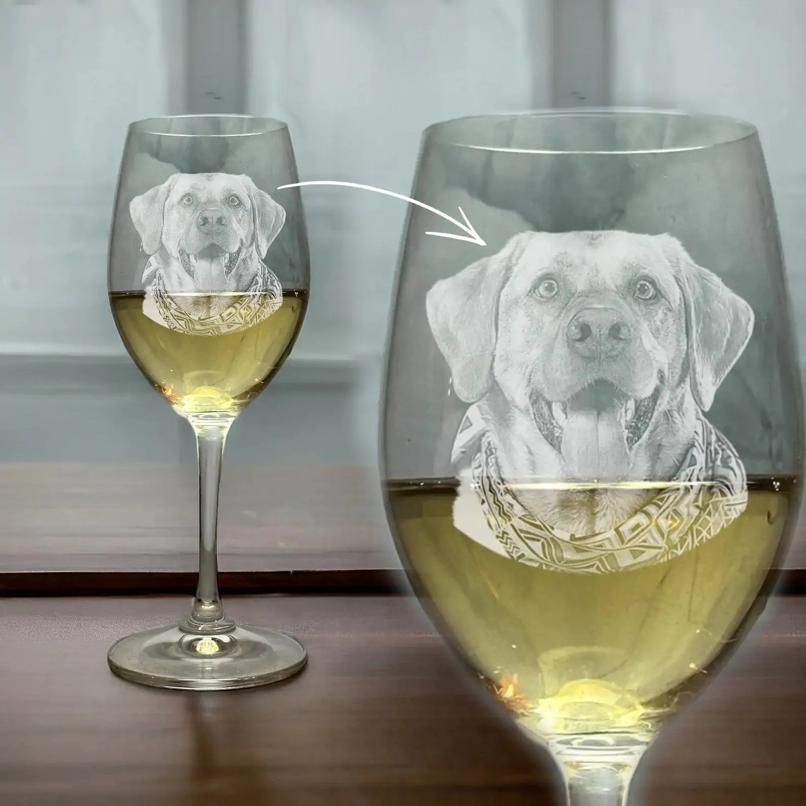 Personalized Christmas Wine Glass Gift for Dog Mom �C Engraved Pet Memorial Gifts from Photo | White Wine Memorial Items