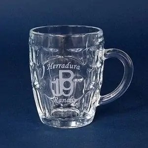 Engraved Britannia Glass Beer Mug with Crest-20 oz-Item 557/GA38518