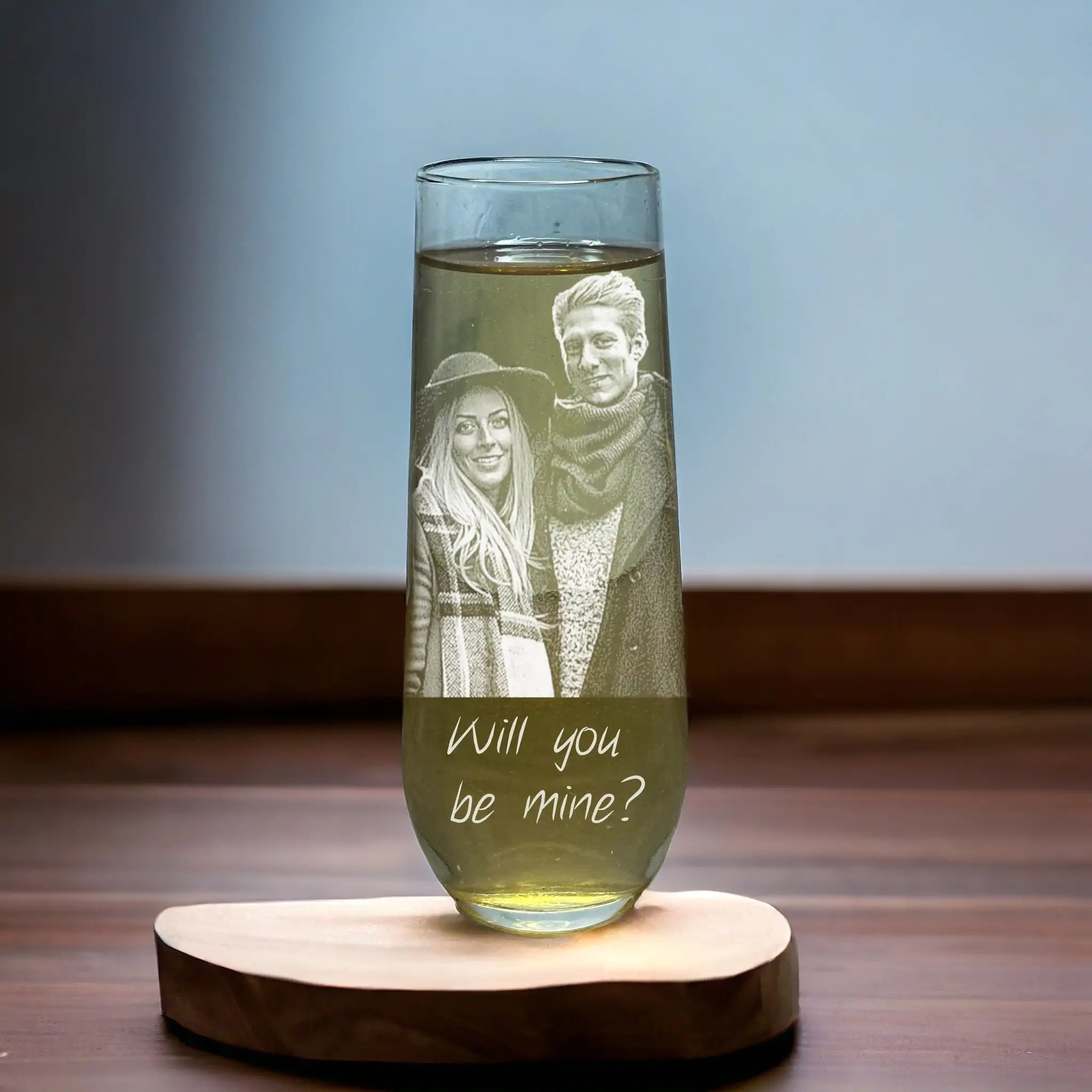 Personalized Stemless Champagne Flutes �C Engraved Family or Pet Photo | Custom Bridesmaid & Proposal Gifts | Christmas Champagne Glasses