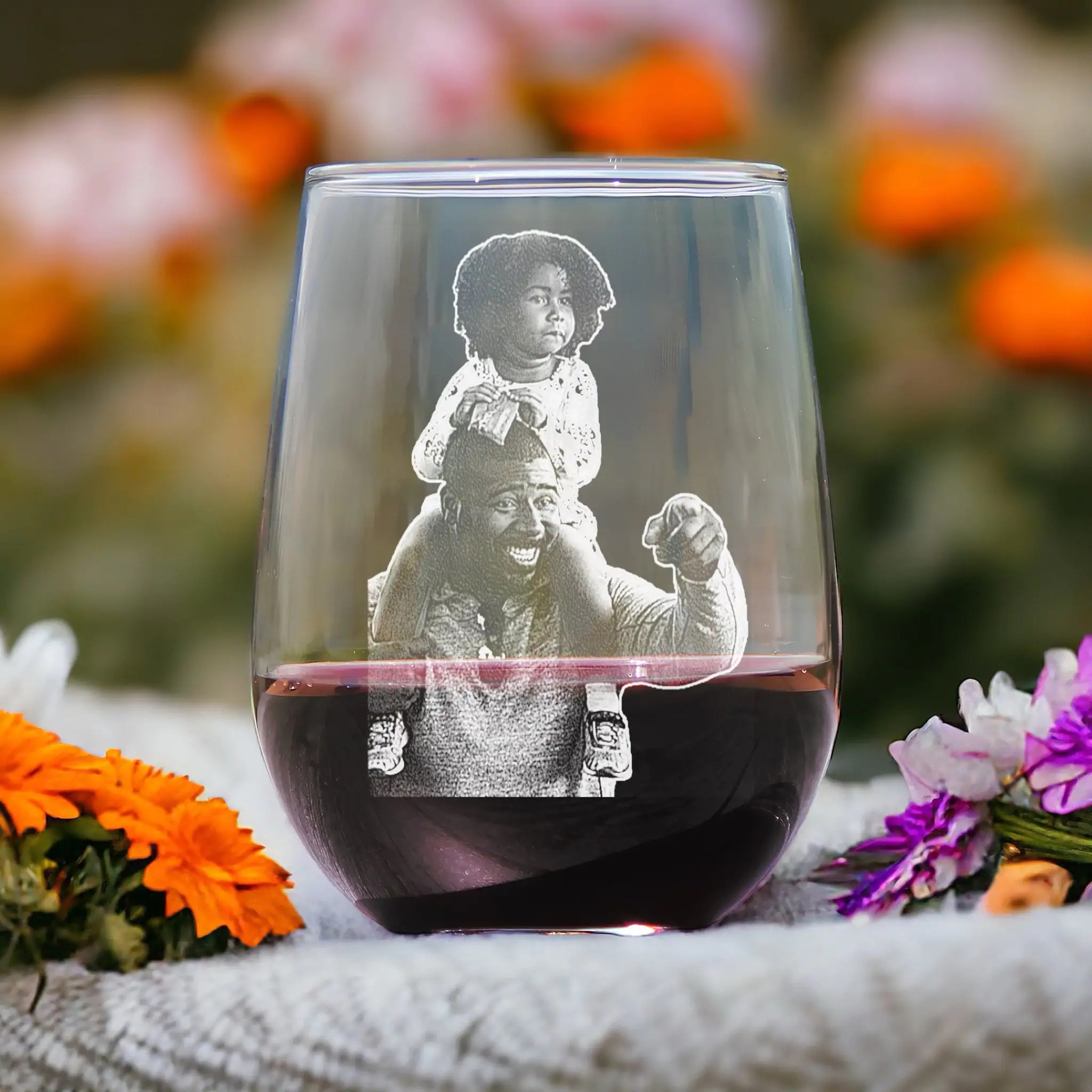 First Father��s Christmas Gift �C Personalized Stemless Wine Glass for New Dads