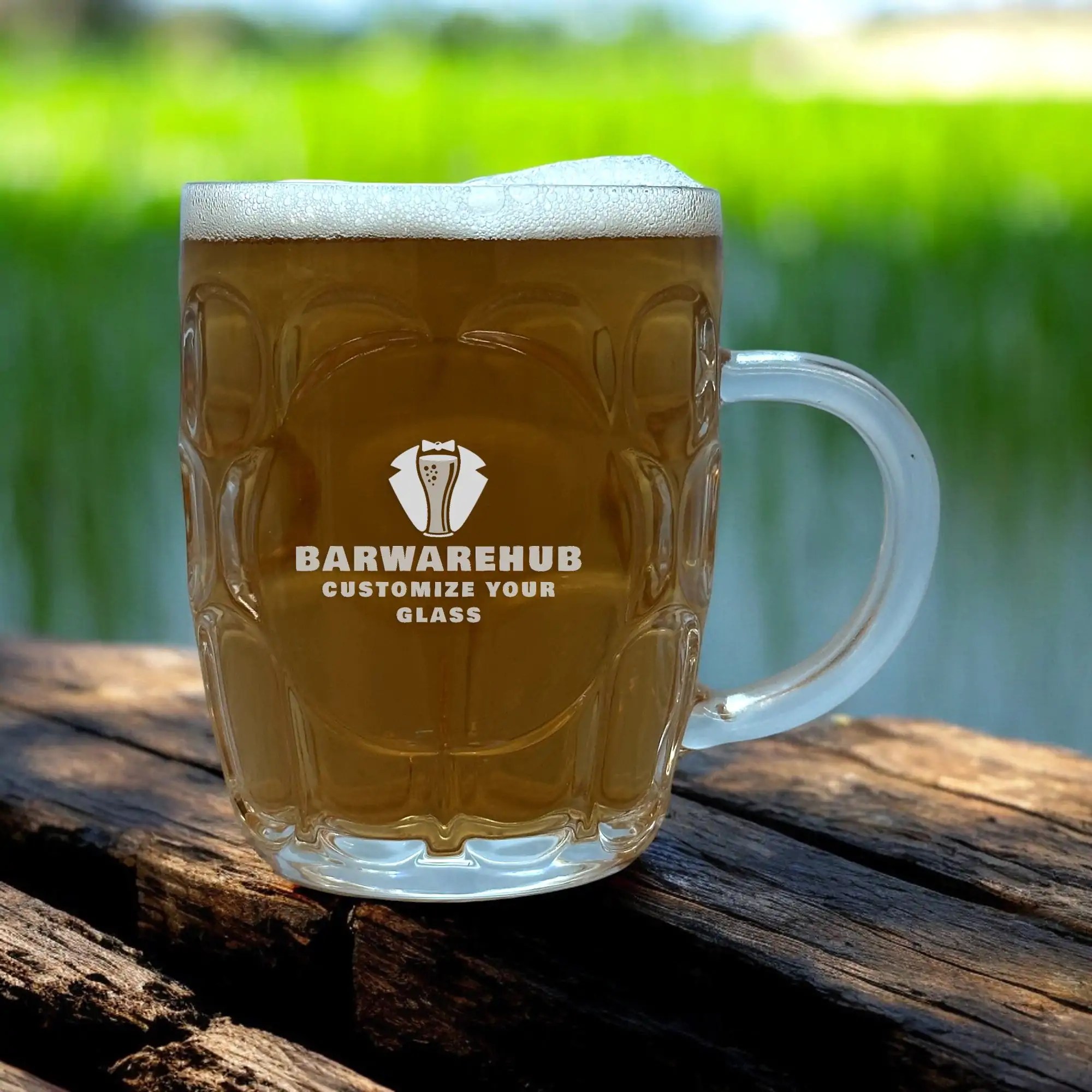 Engraved Britannia Glass Beer Mug with Crest-20 oz-Item 557/GA38518