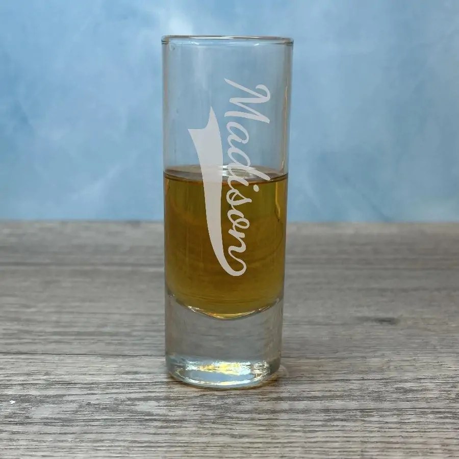 Engraved Tall Cordial Shot Glass �C 2 oz �C Item 107/1650-GA01005