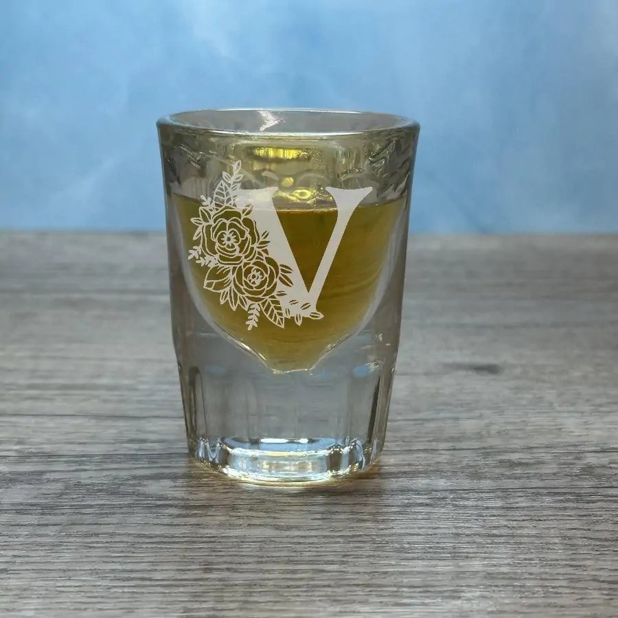 Engraved Fluted Whiskey Shot Glass �C 1.5 oz �C Item 5127