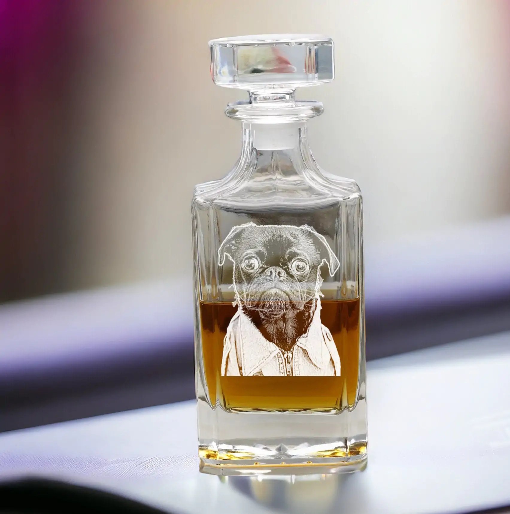 Personalized Photo Etched Decanter �C Engraved Groomsman Gifts & Unique Christmas Presents