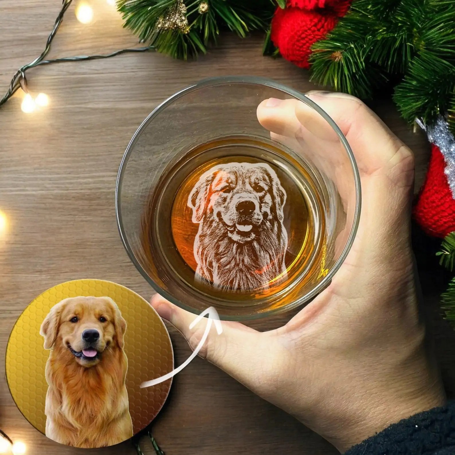 Christmas Custom Dog Photo Engraved Whiskey Glass �C Personalized Gift for Dog Lovers