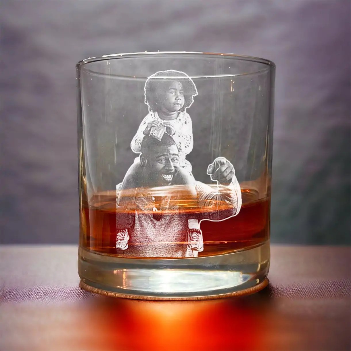 Father��s Day Photo Glass- Rocks Glass �C Personalized Glass with your Photo, Photo Whiskey Glass, Etched Whiskey, Amazing Personalized Gift