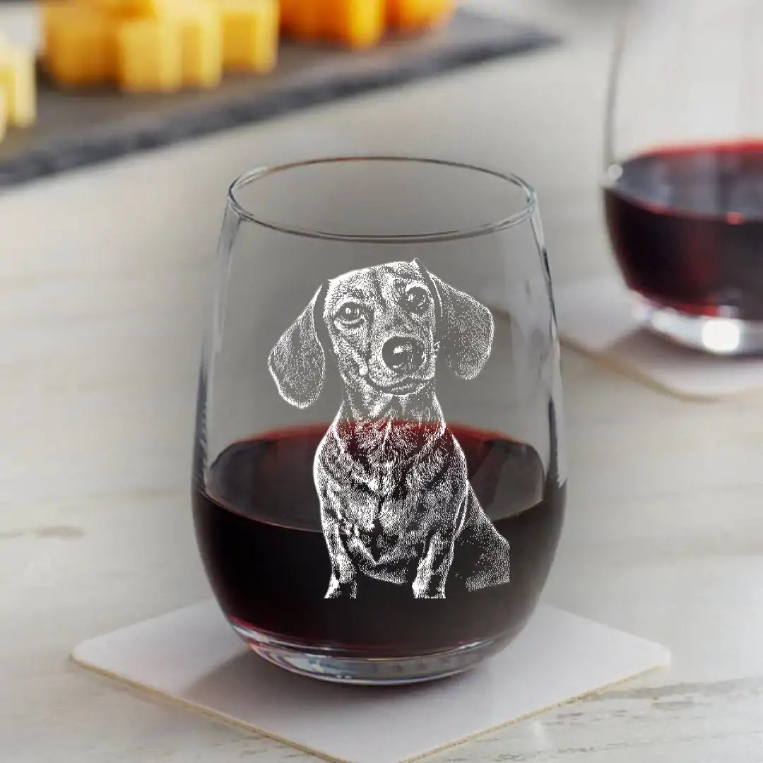 Custom Engraved Wine Glass, Personalized Dog Glass,Photo etched Glassware, Unique Gift for Pet Lovers, Pet Loss Gift, Pet Memorial Gift