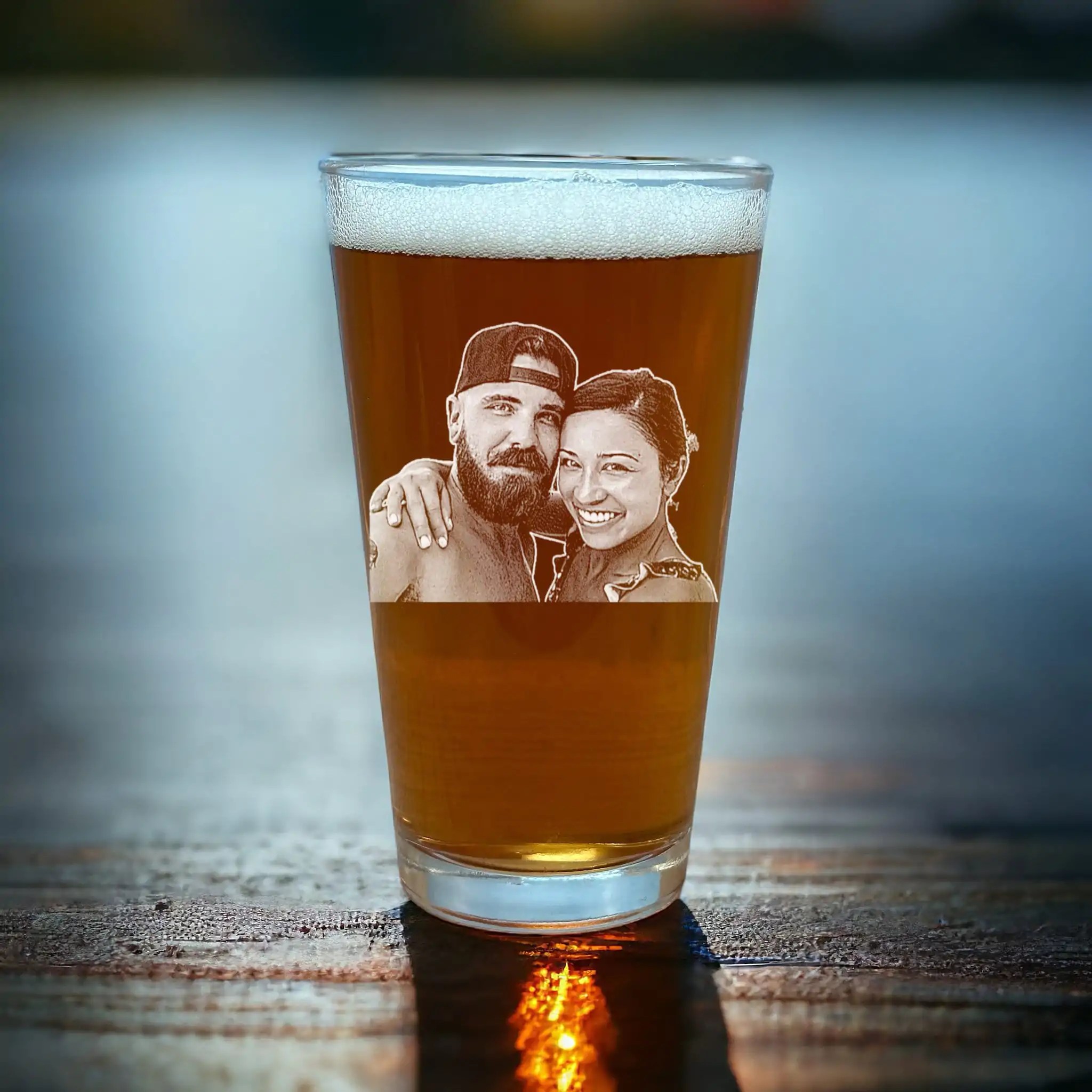 First Christmas as Parents �C Personalized 16oz Beer Pint Glass for New Moms and Dads