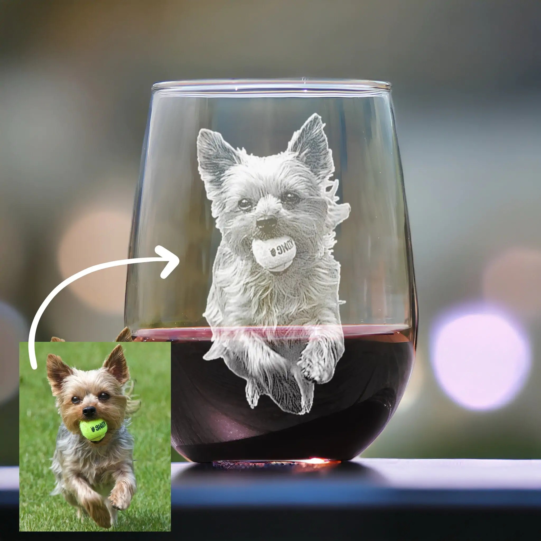 Custom Engraved Wine Glass, Personalized Dog Glass,Photo etched Glassware, Unique Gift for Pet Lovers, Pet Loss Gift, Pet Memorial Gift