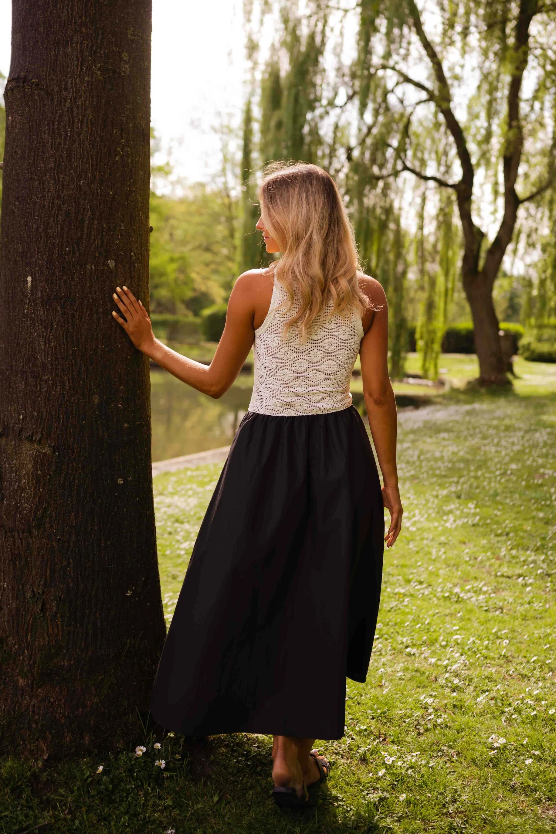 Ecru and Black Deborah Dress