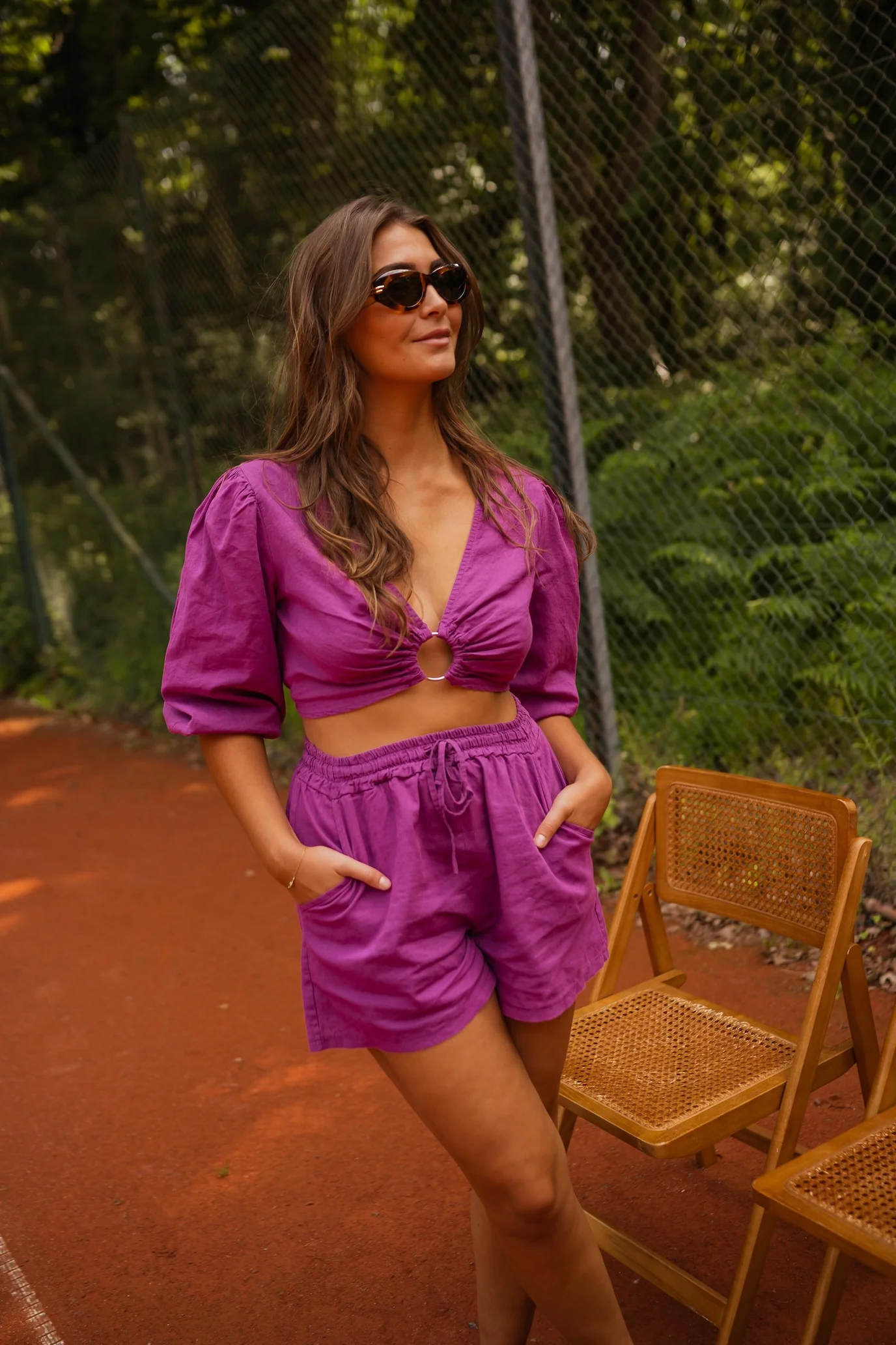 Mauve Enael Linen Shorts