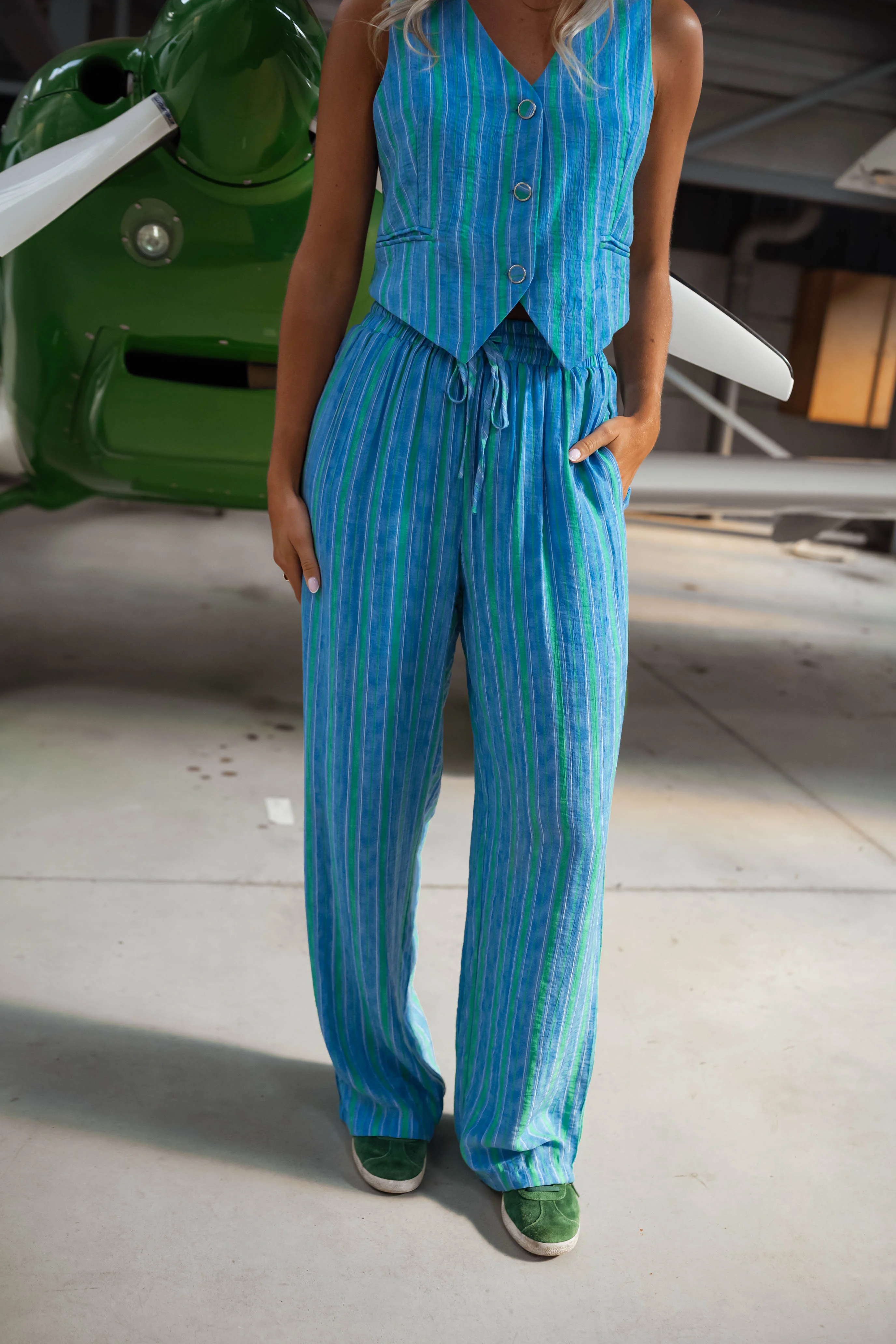 Green and Blue Jorda Pants
