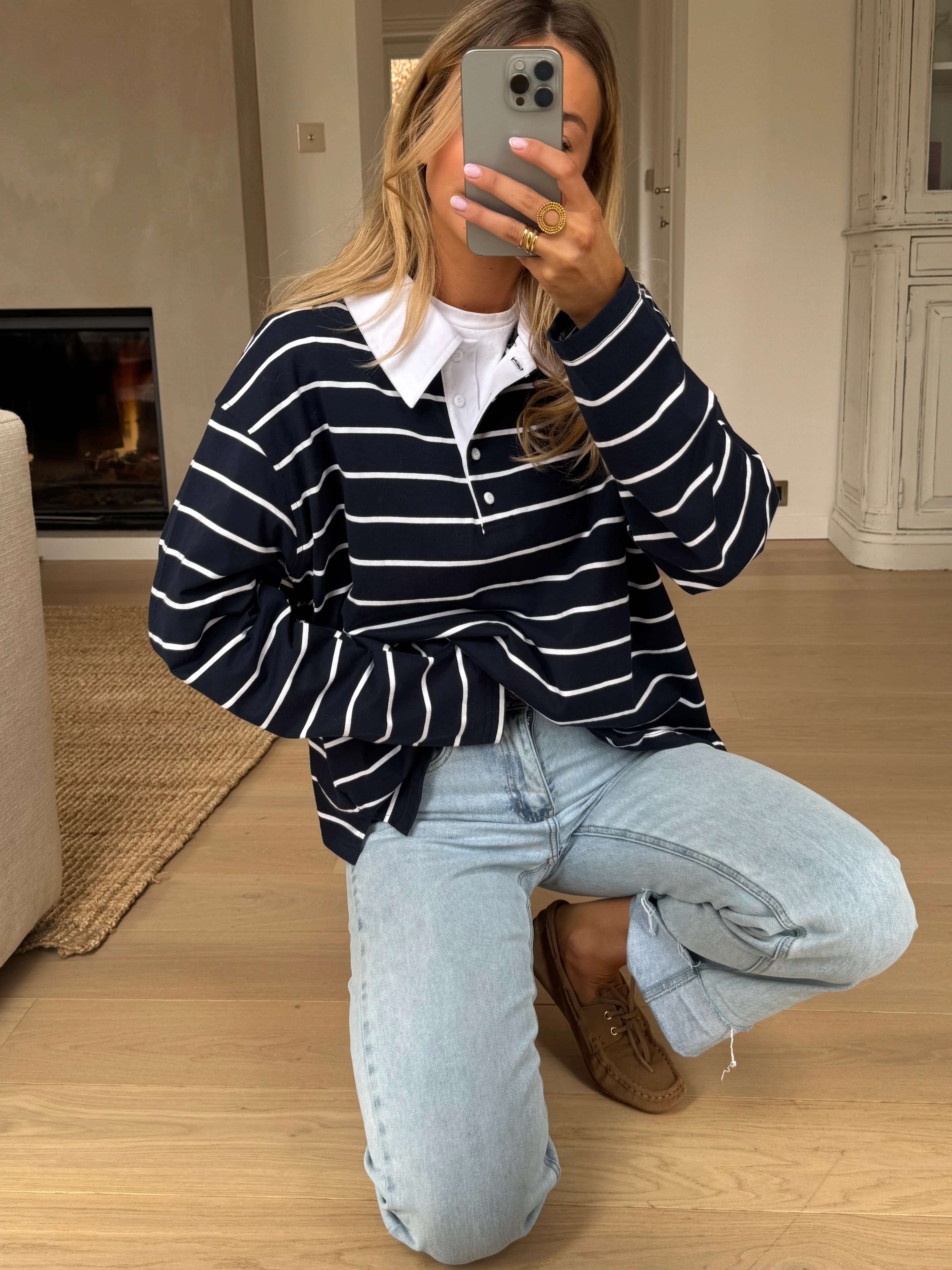 Blue Striped Nicoli Polo Shirt