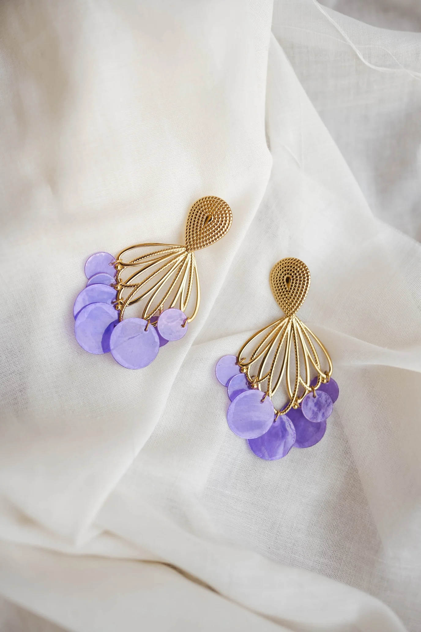 Golden and Mauve Saila Earrings