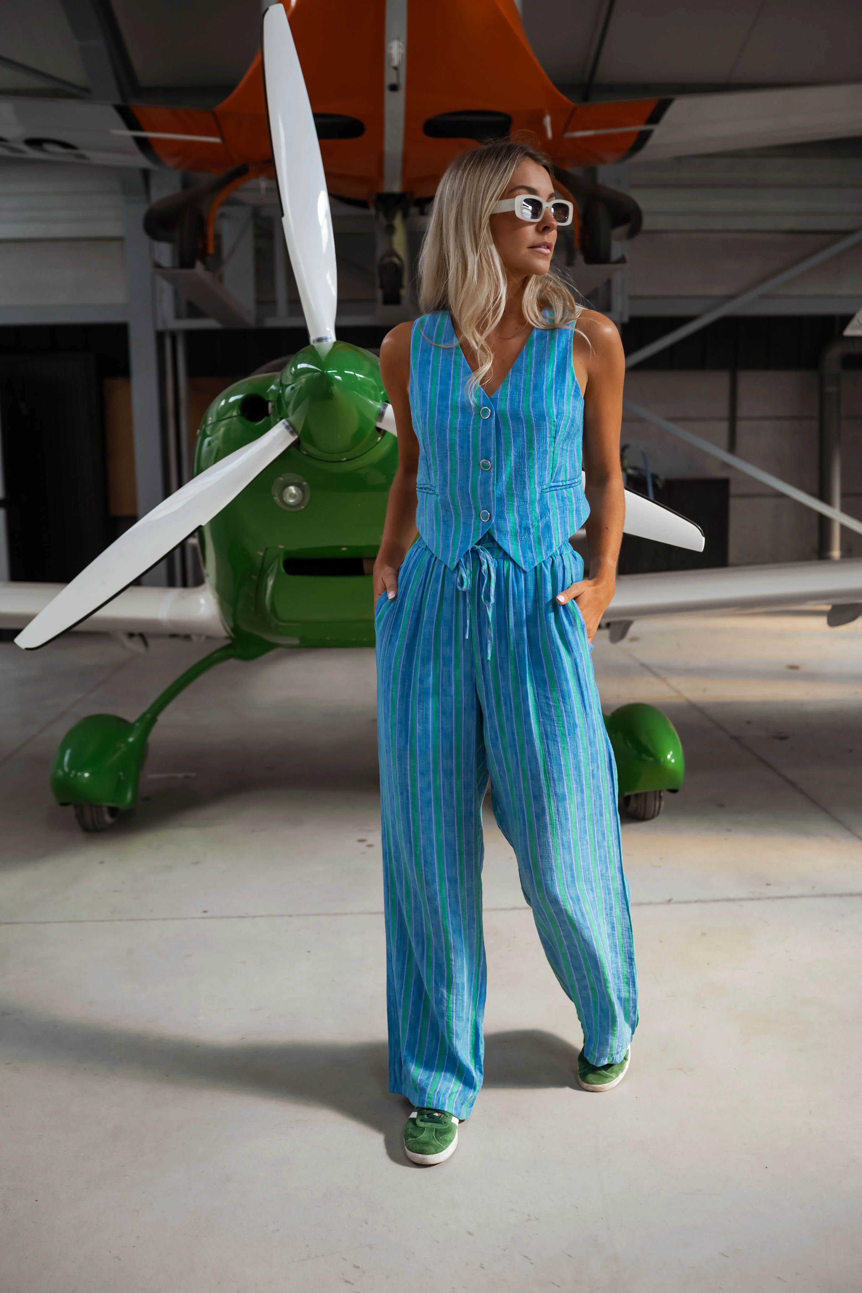 Green and Blue Jorda Pants