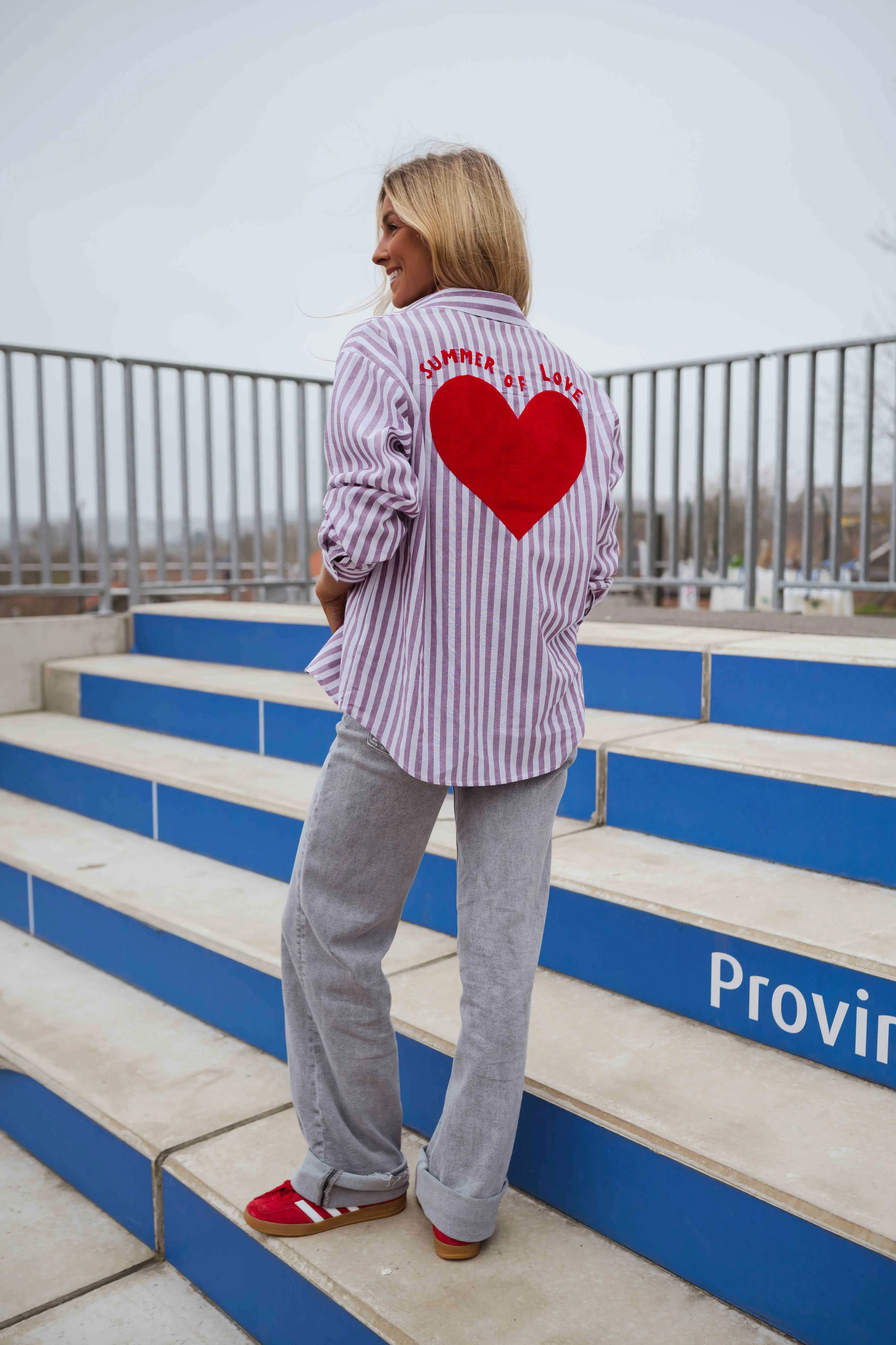 Purple and White Striped Meha Shirt