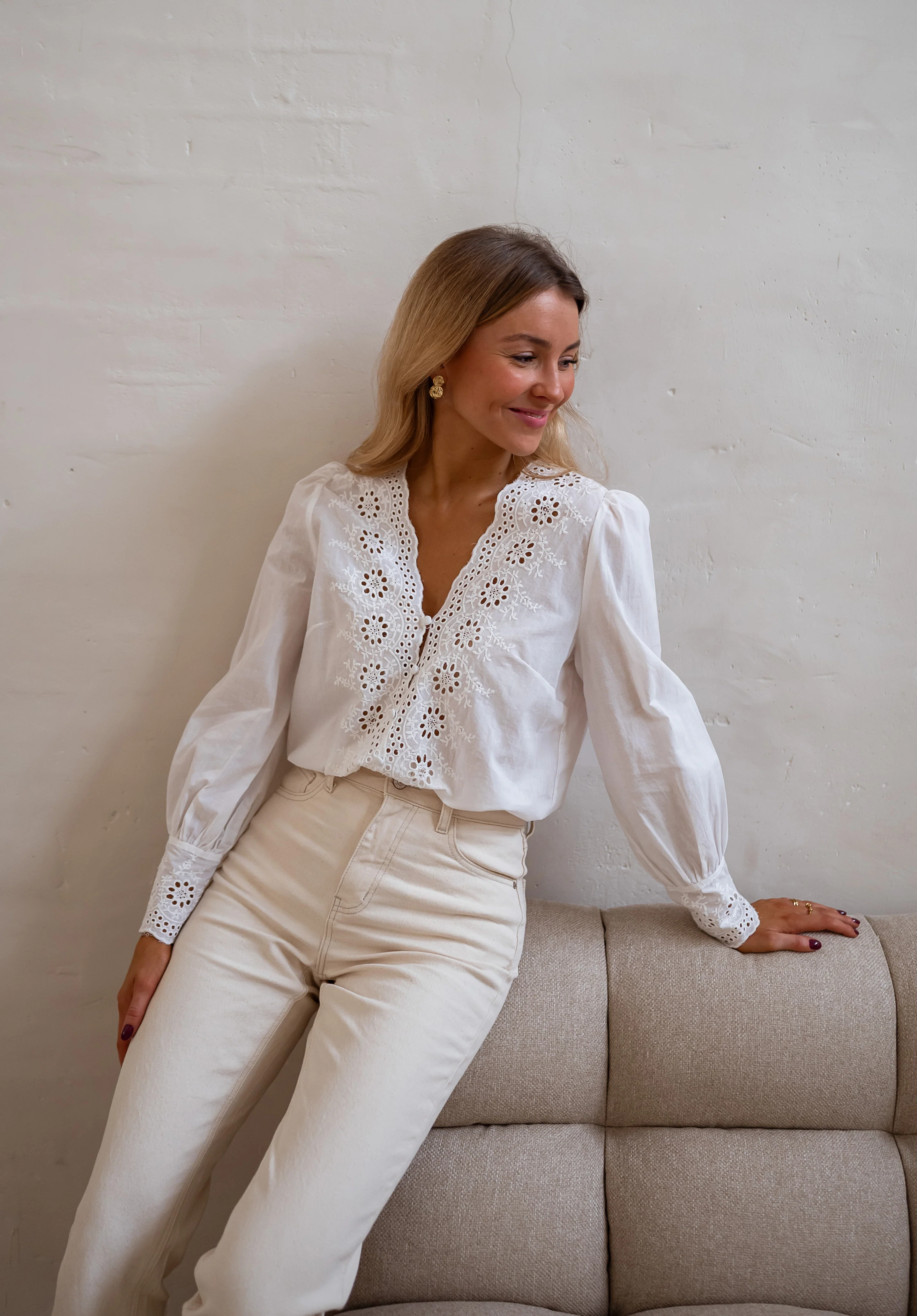 Ecru Embroidered Ruby Shirt