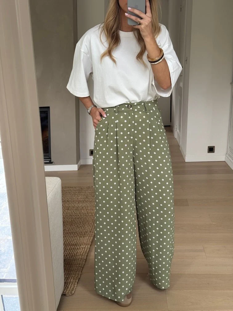 Green Polka Dots Augustina Pants