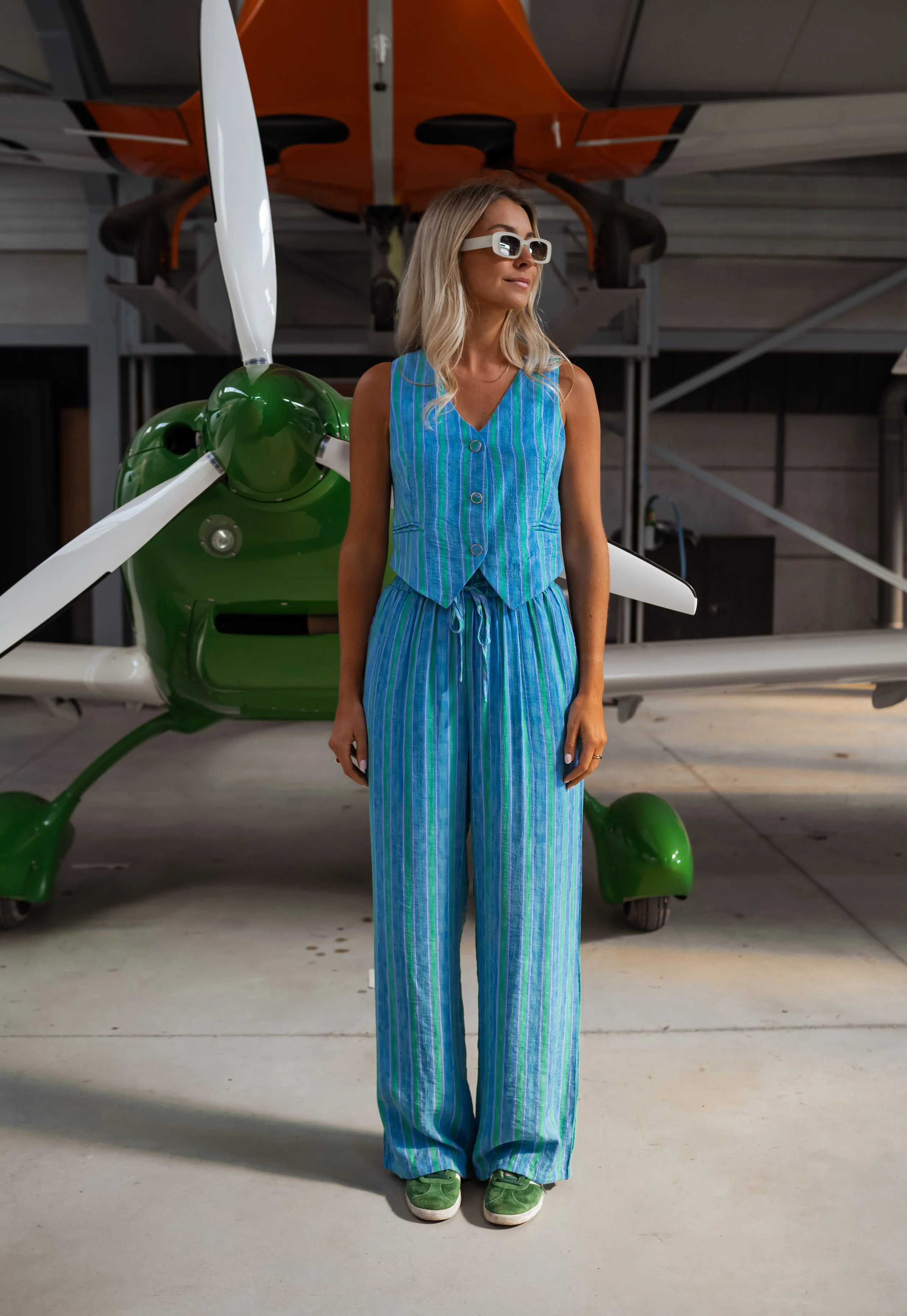 Green and Blue Jorda Pants