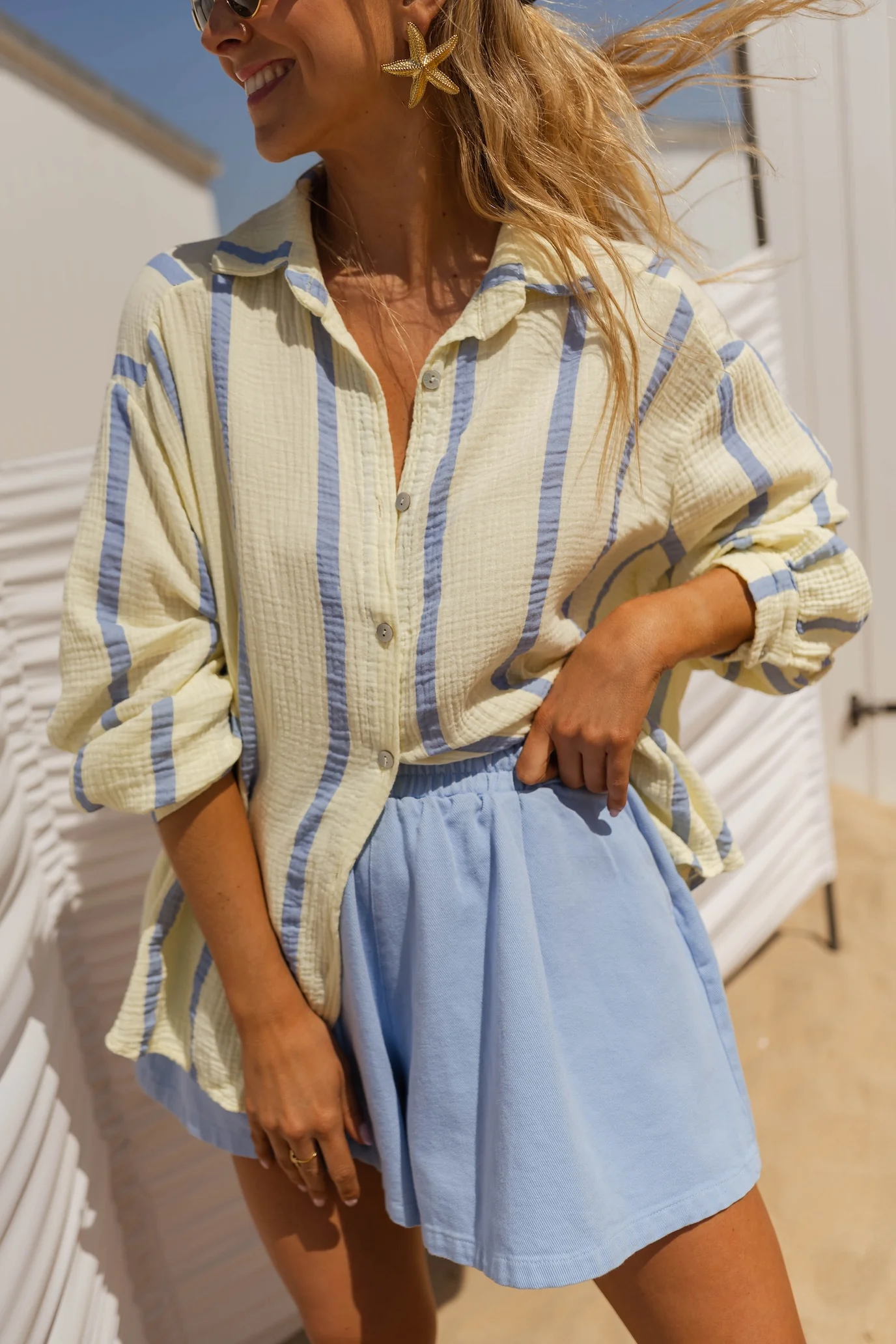 Yellow and Blue Amelie Shirt
