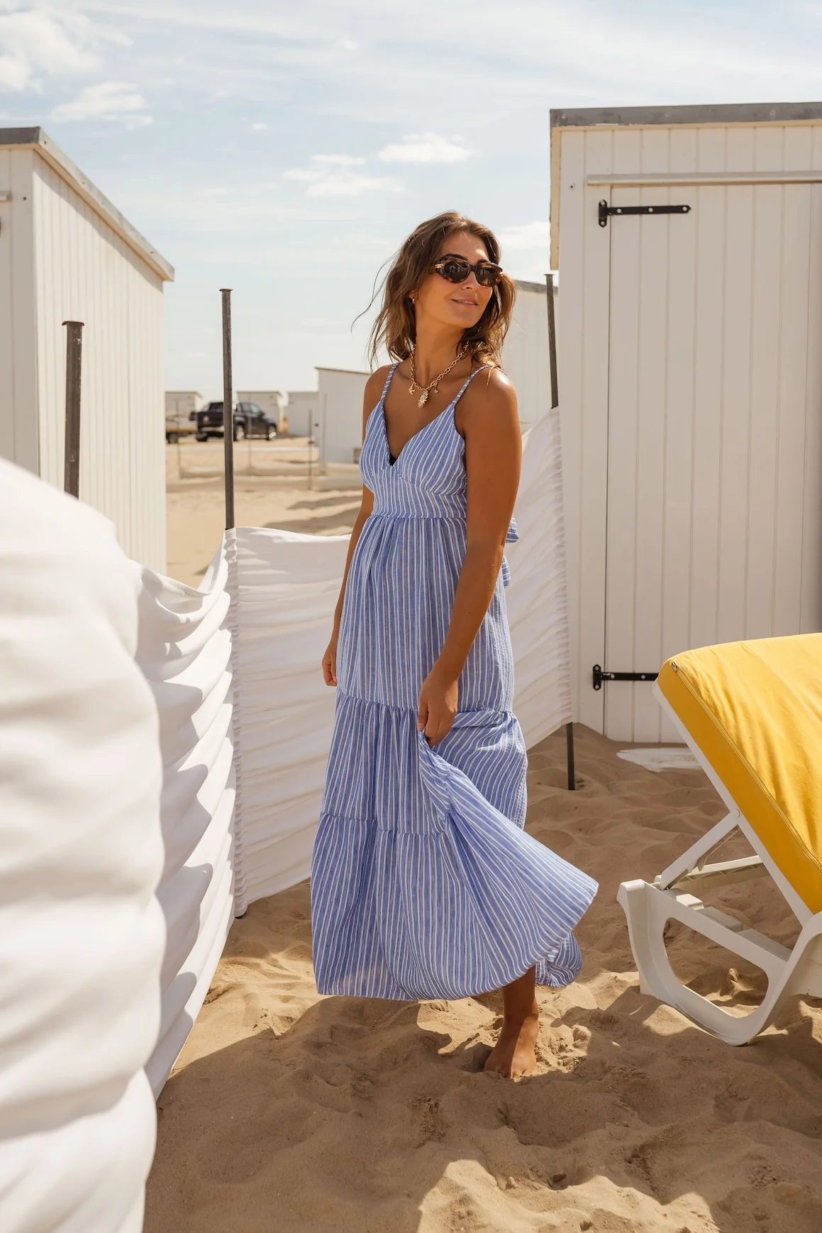Blue and Ecru Striped Orria Dress