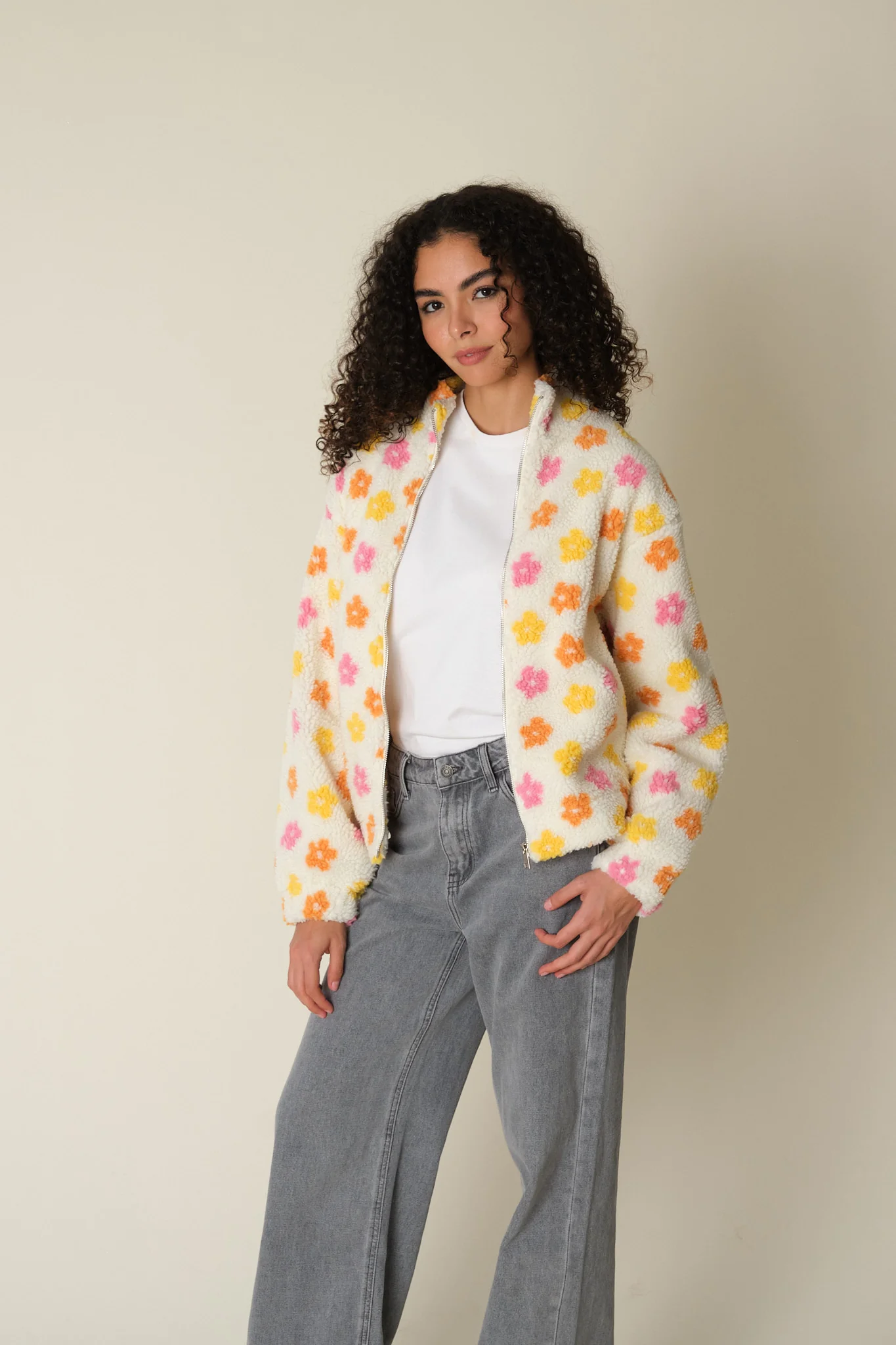 Ecru Floral Danilo Polar Fleece Jacket