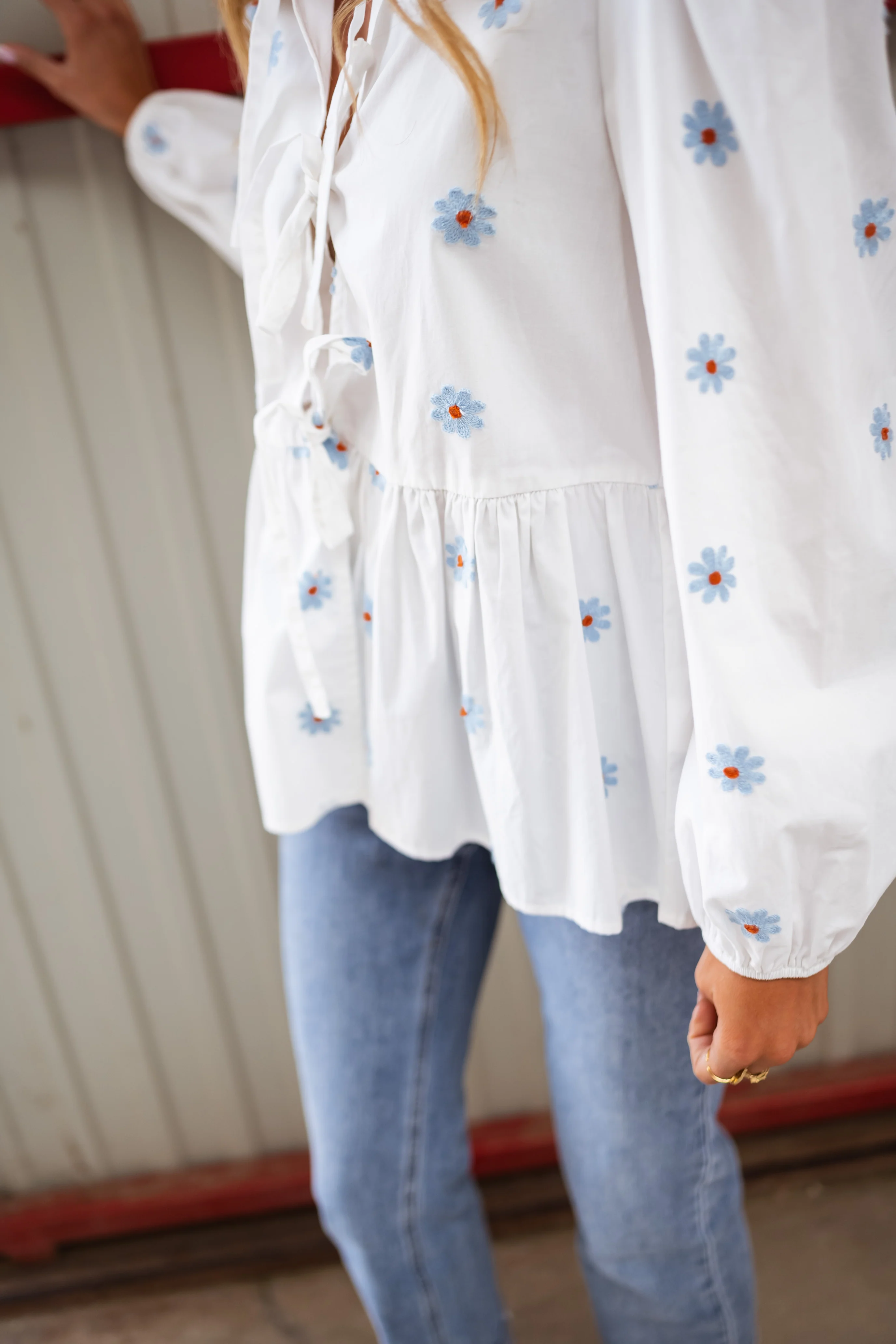 White Floral Haby Blouse