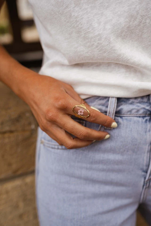 Gold and Pink Flowa Ring
