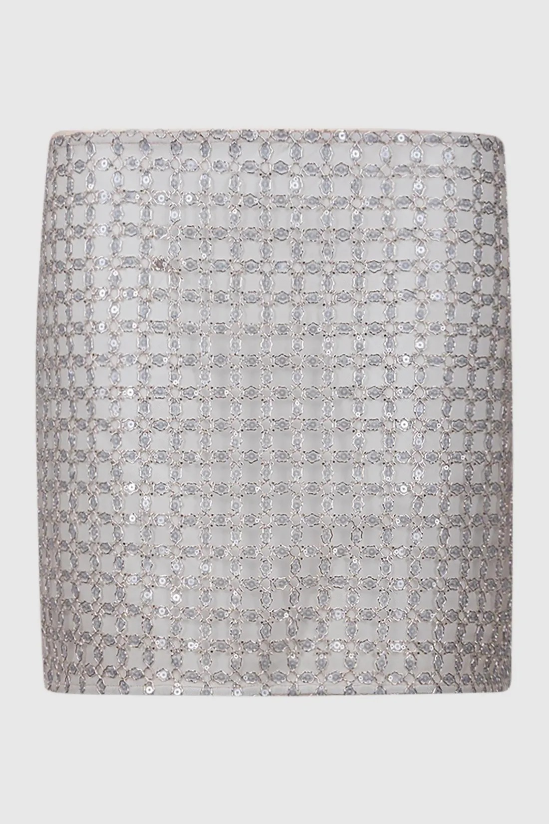 Minigonna in Rete Decorata con Cristalli e Paillettes