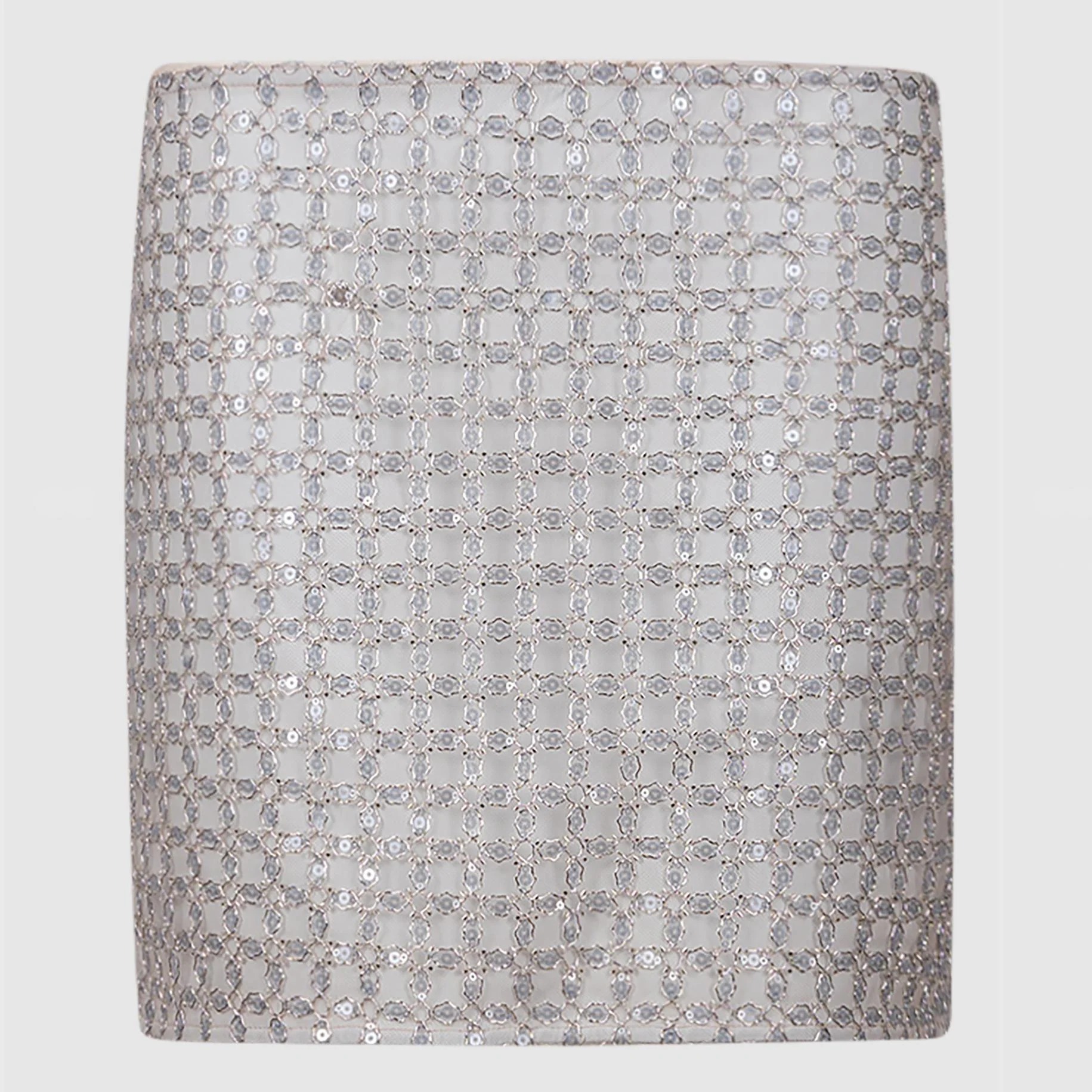 Minigonna in Rete Decorata con Cristalli e Paillettes