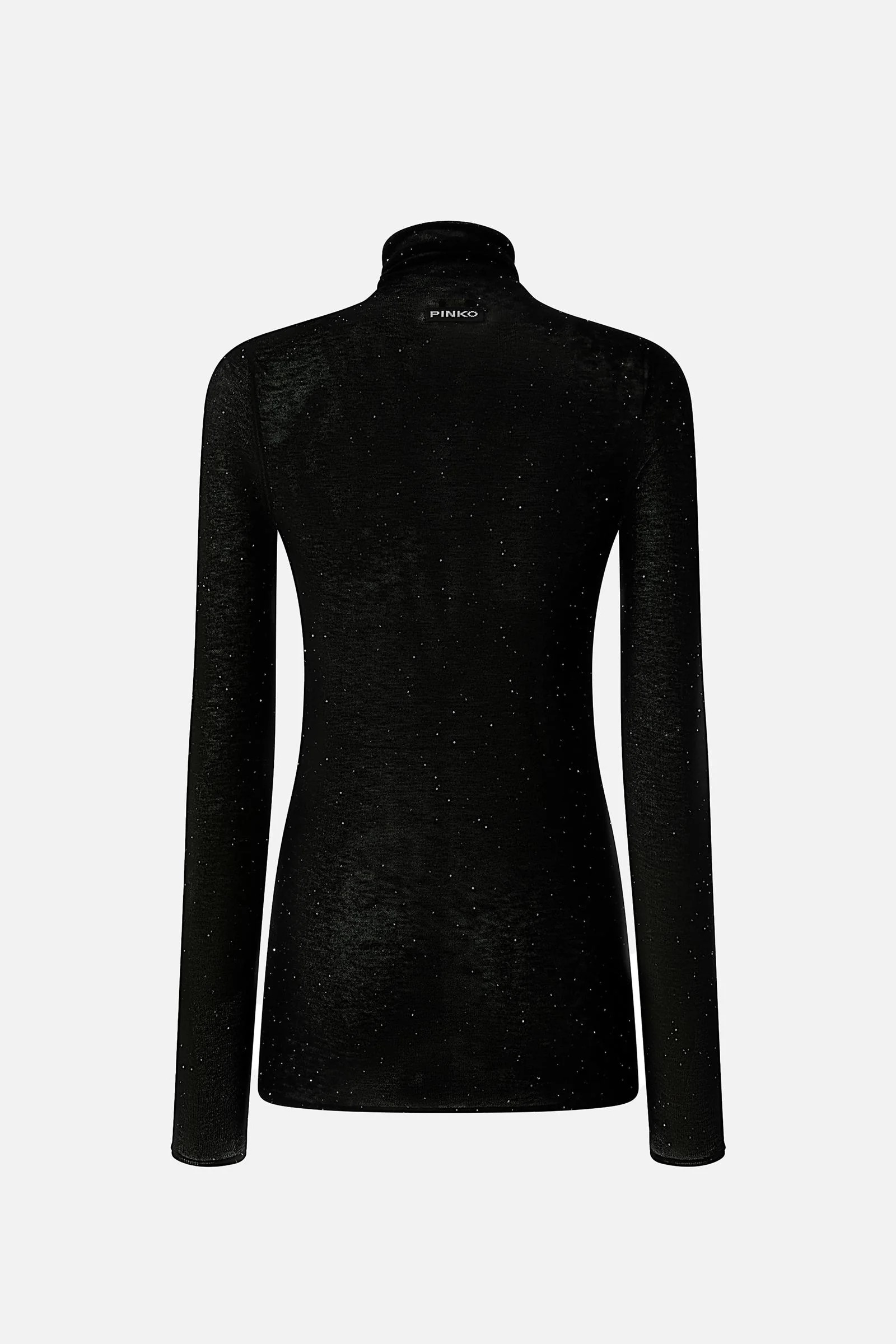 Maglia Aderente a Collo Alto con Micro Paillettes