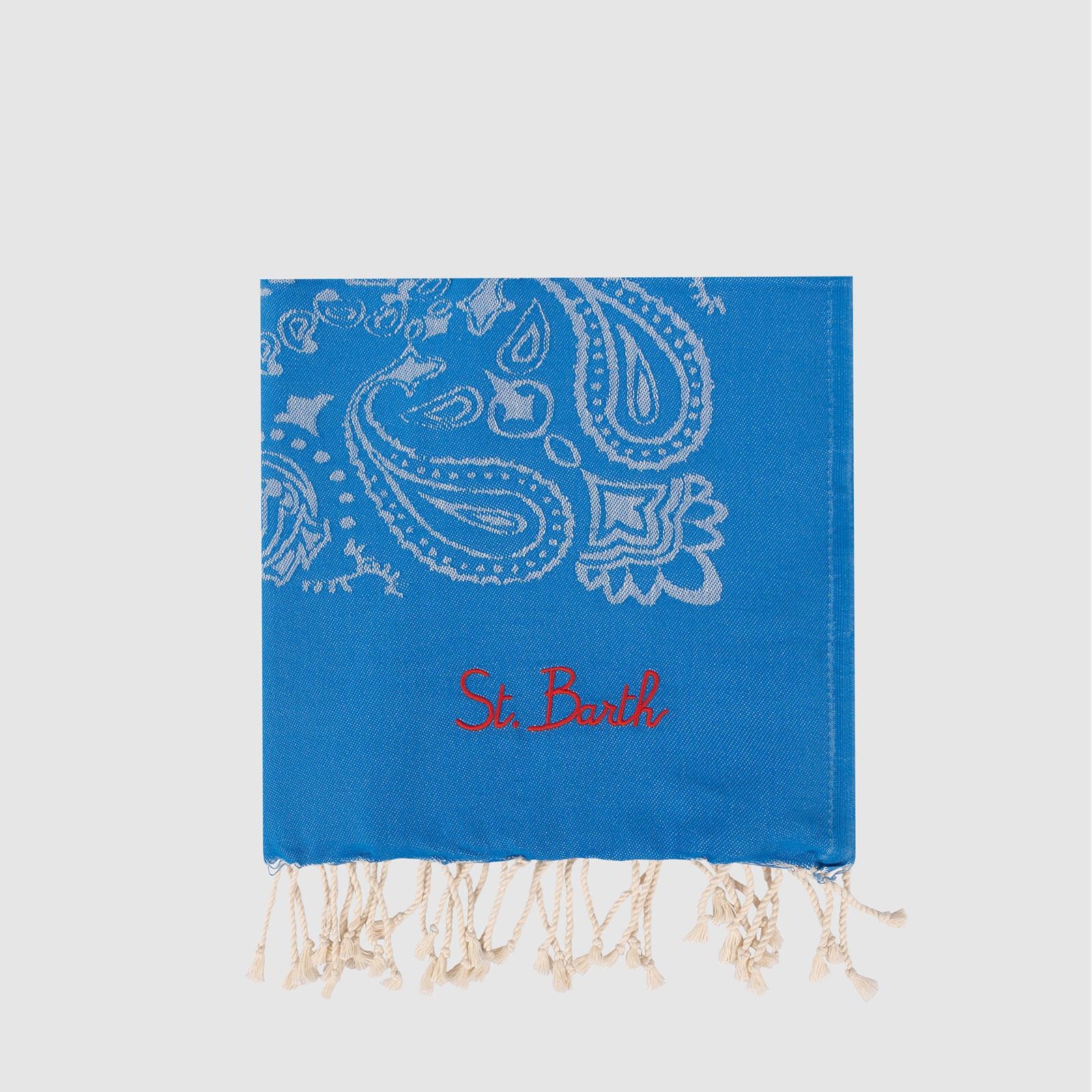 Telo Mare in Cotone Blu con Motivo Paisley