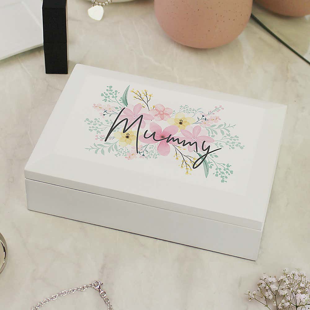 Personalised Floral Wooden Jewellery Box