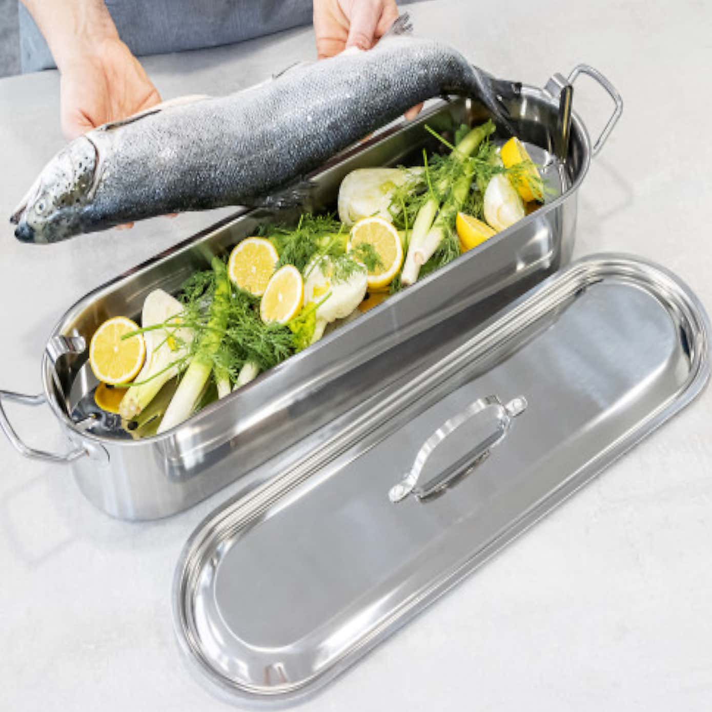KitchenCraft Small Stainless Steel Fish Poacher Pan