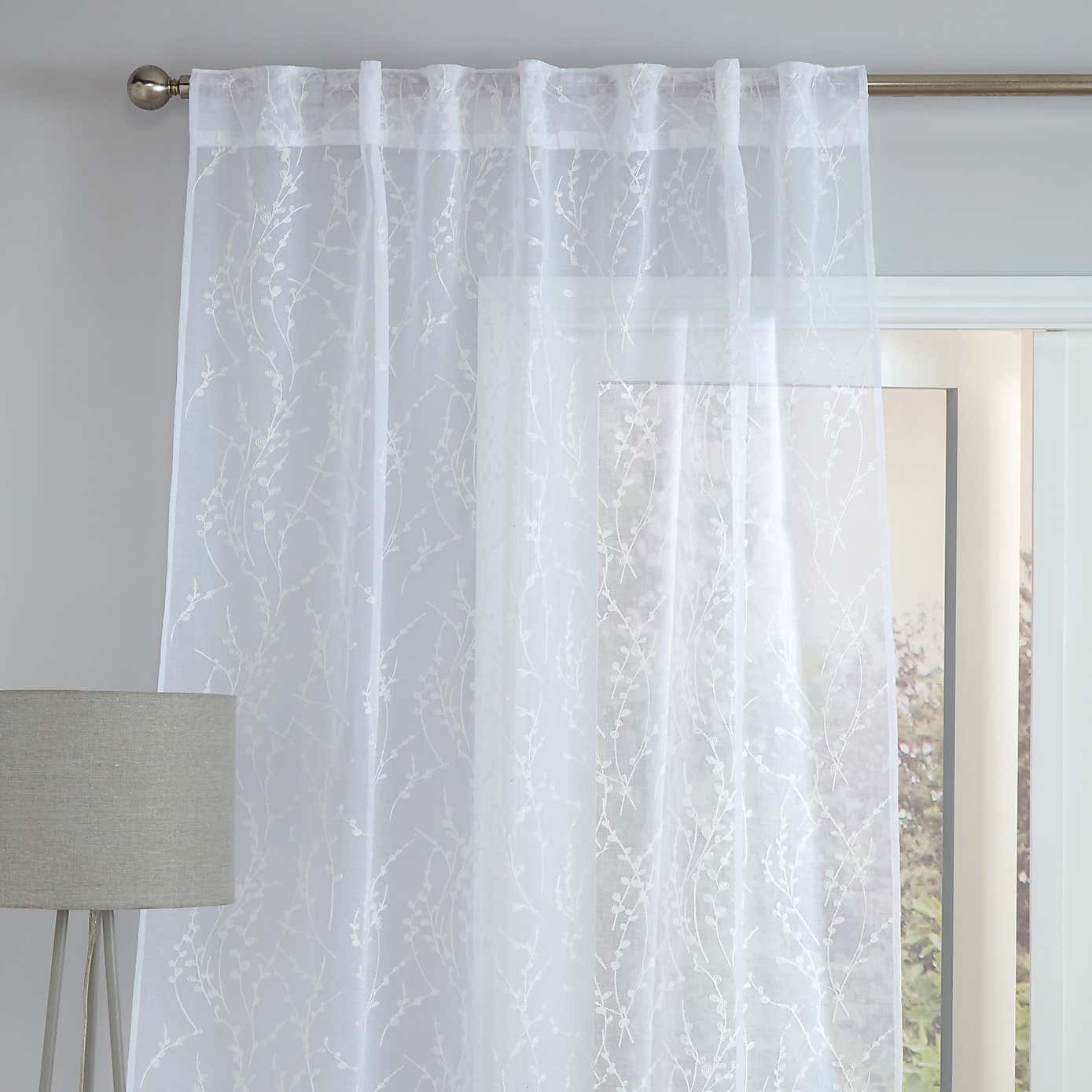 Belle Embroidery Slot Top Single Voile Panel