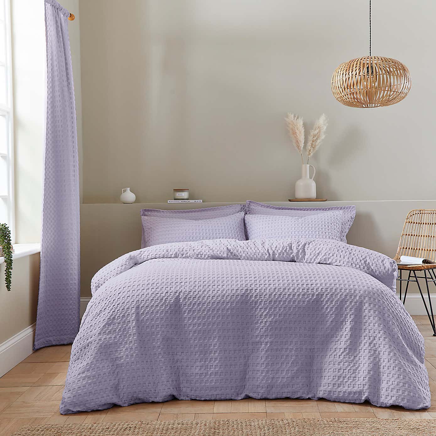 Emerson Waffle Sage Green Duvet Cover and Pillowcase Set