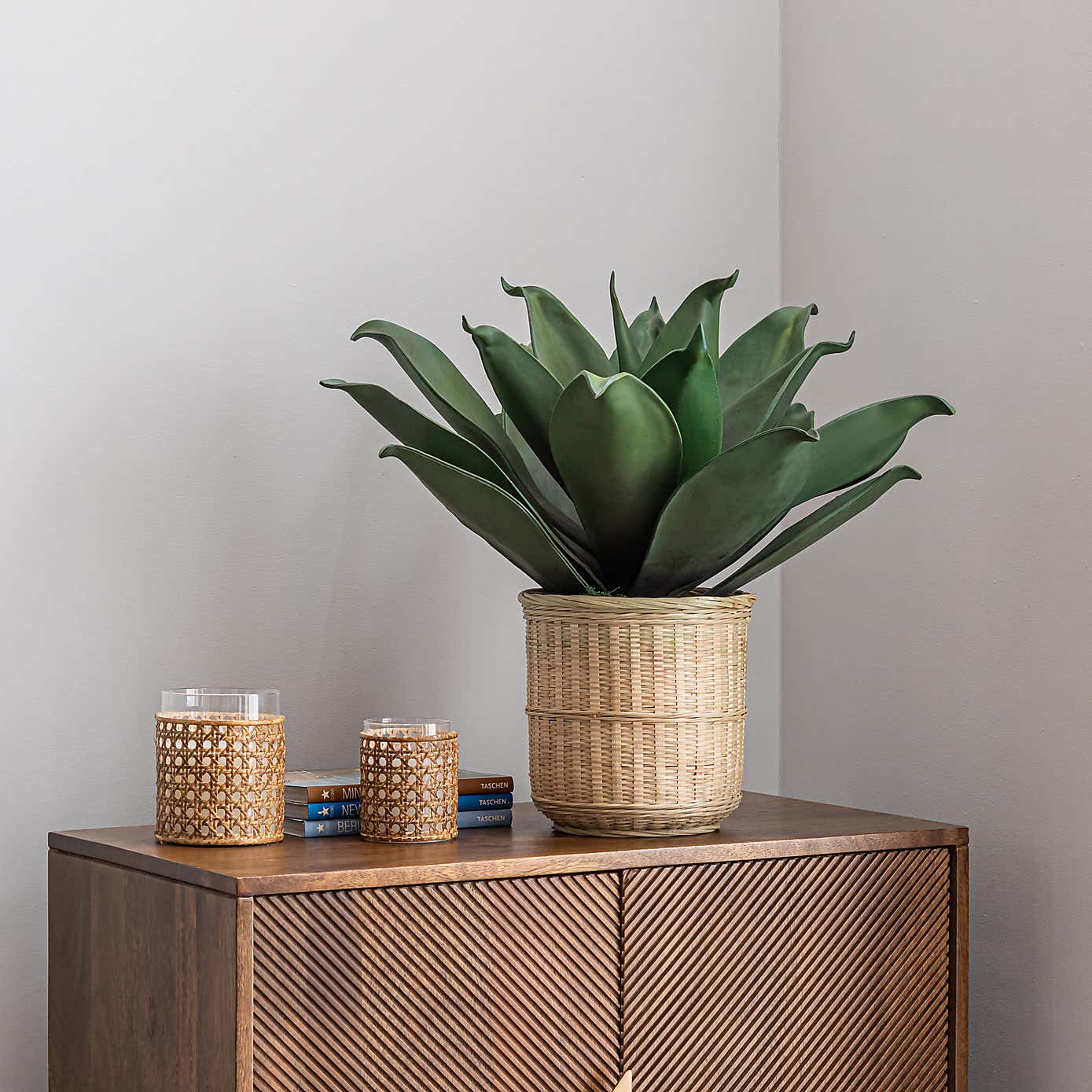 Artificial Agave in Bamboo Plant Pot