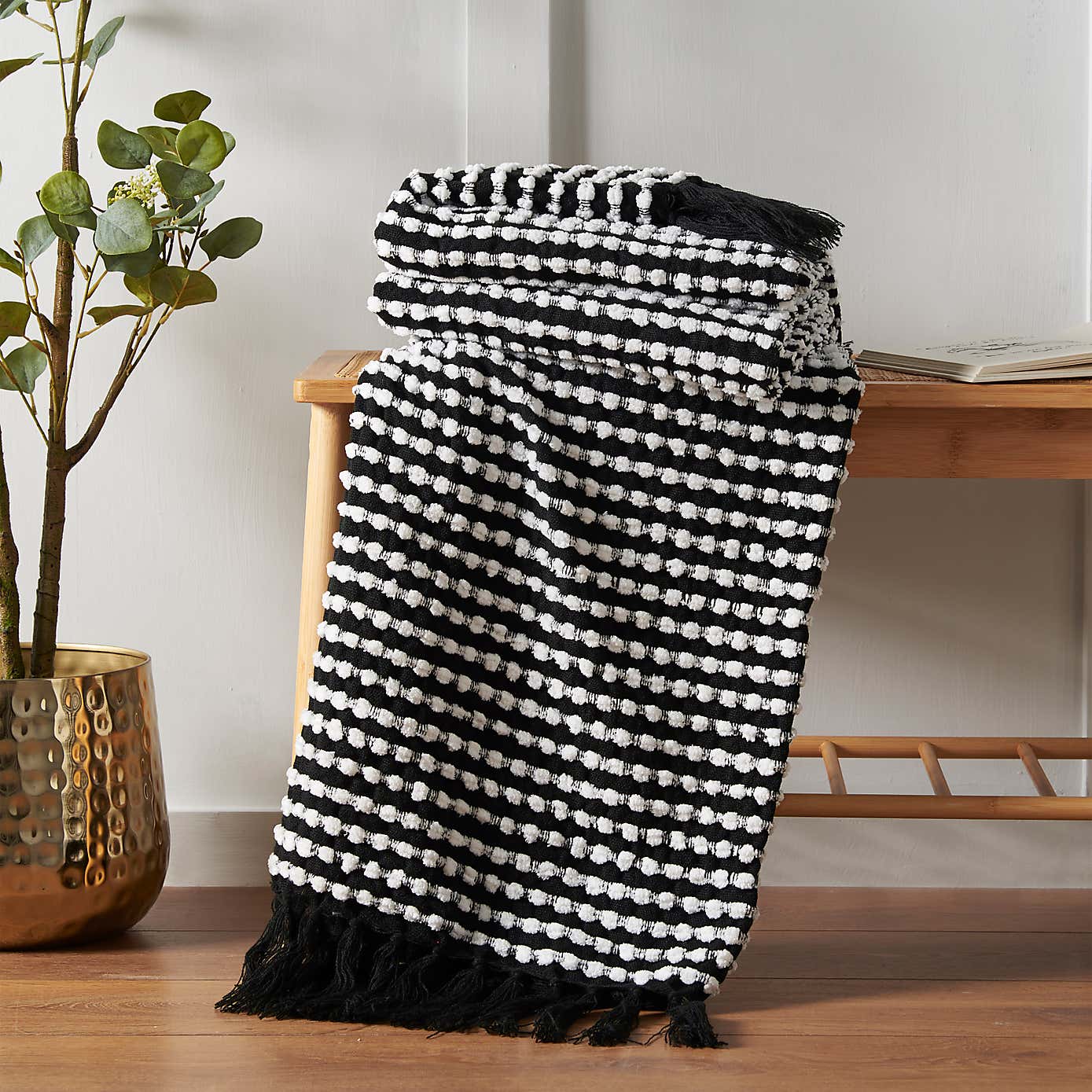 Catherine Lansfield Stab Stitch Throw 125cm x 150cm