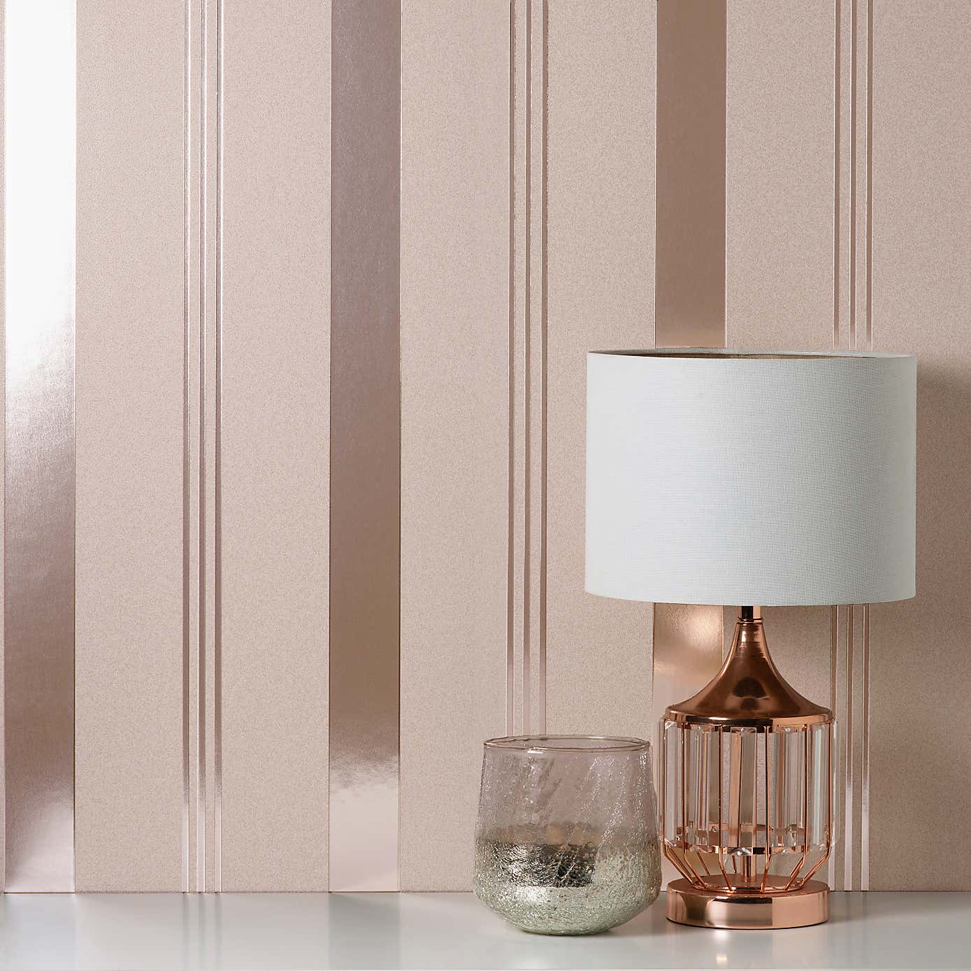 Platinum Rosco Foil Stripe Wallpaper
