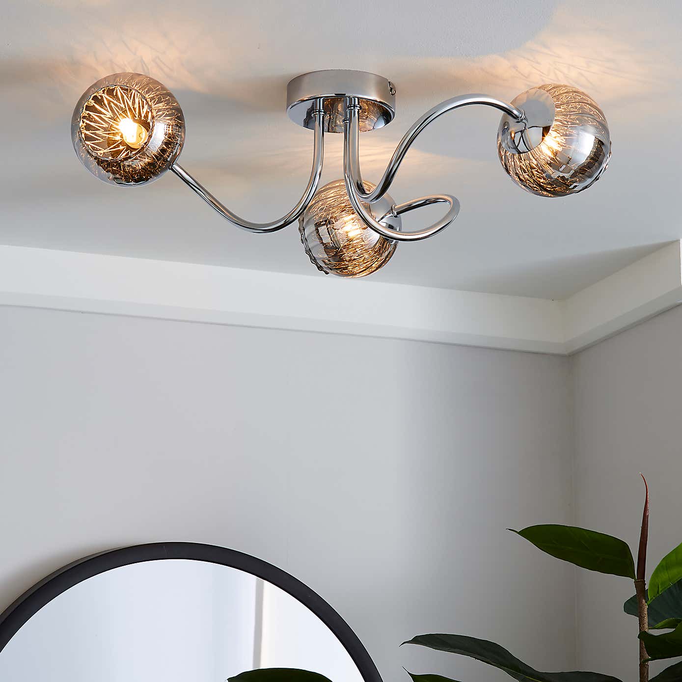 Arta 3 Light Semi-Flush Chrome Ceiling Fitting