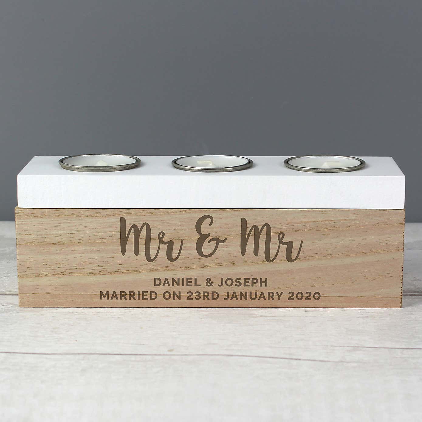 Personalised Free Text Triple Tealight Holder