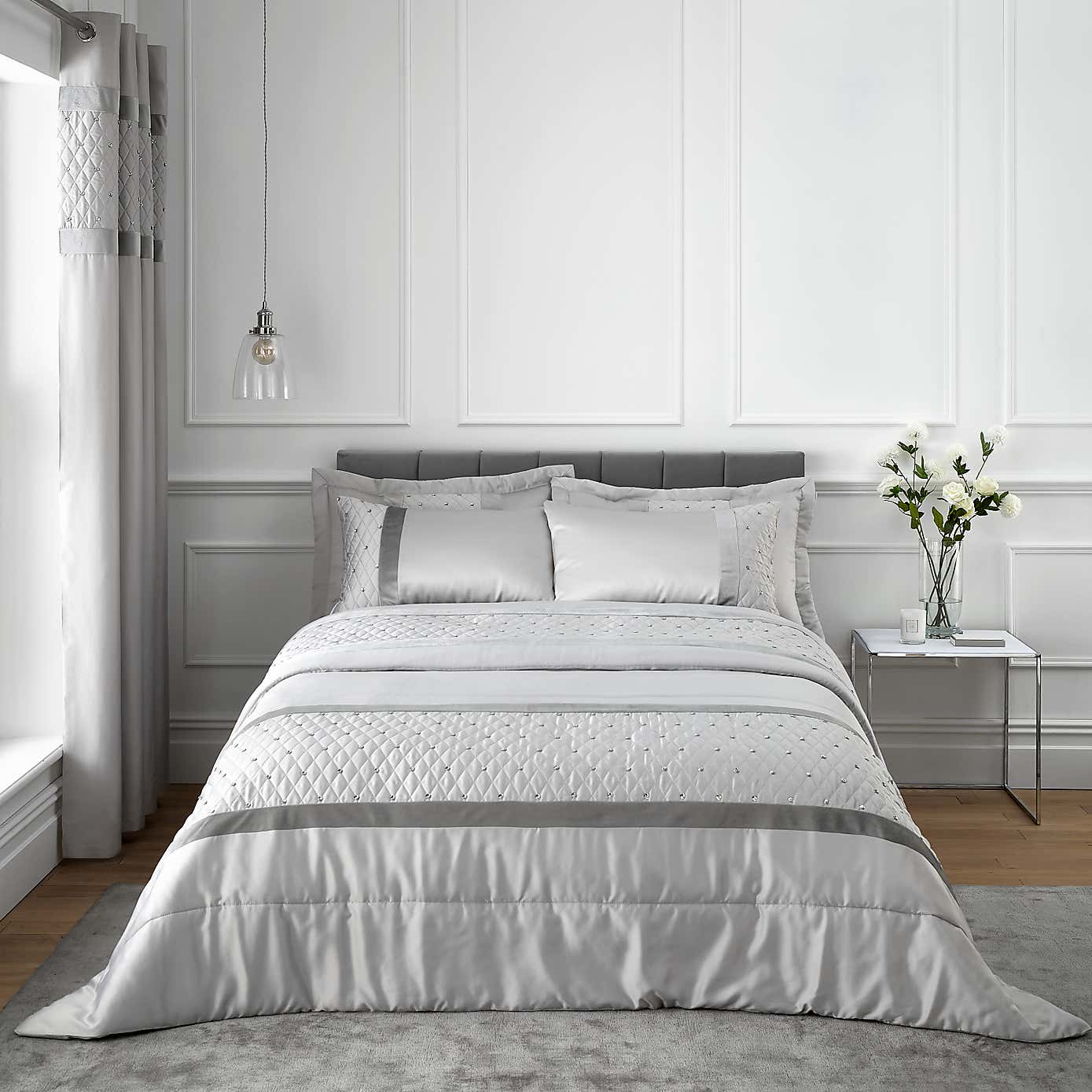 Catherine Lansfield Sequin Cluster Duck Egg Bedspread