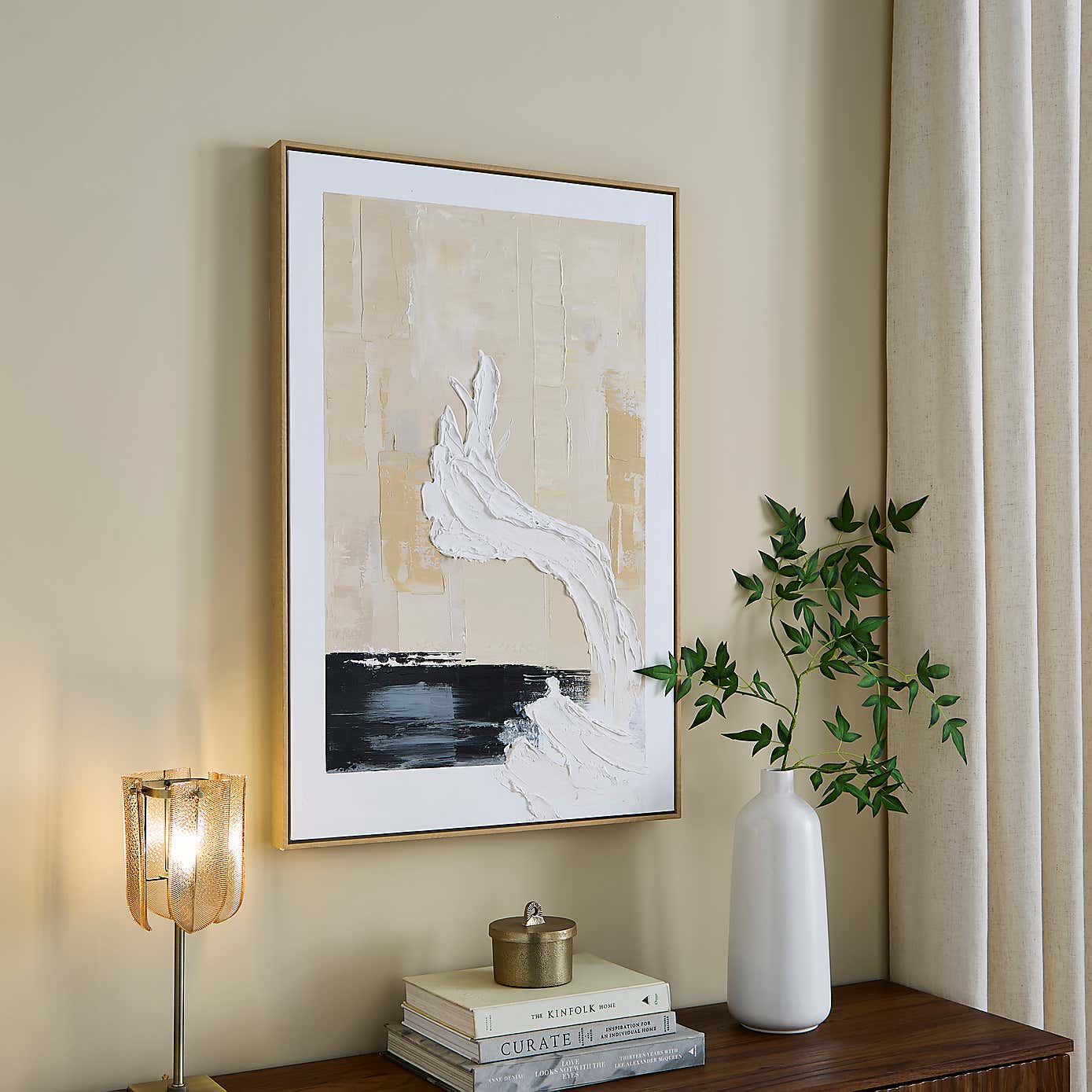 Textured Wave Hand Painted Framed Canvas