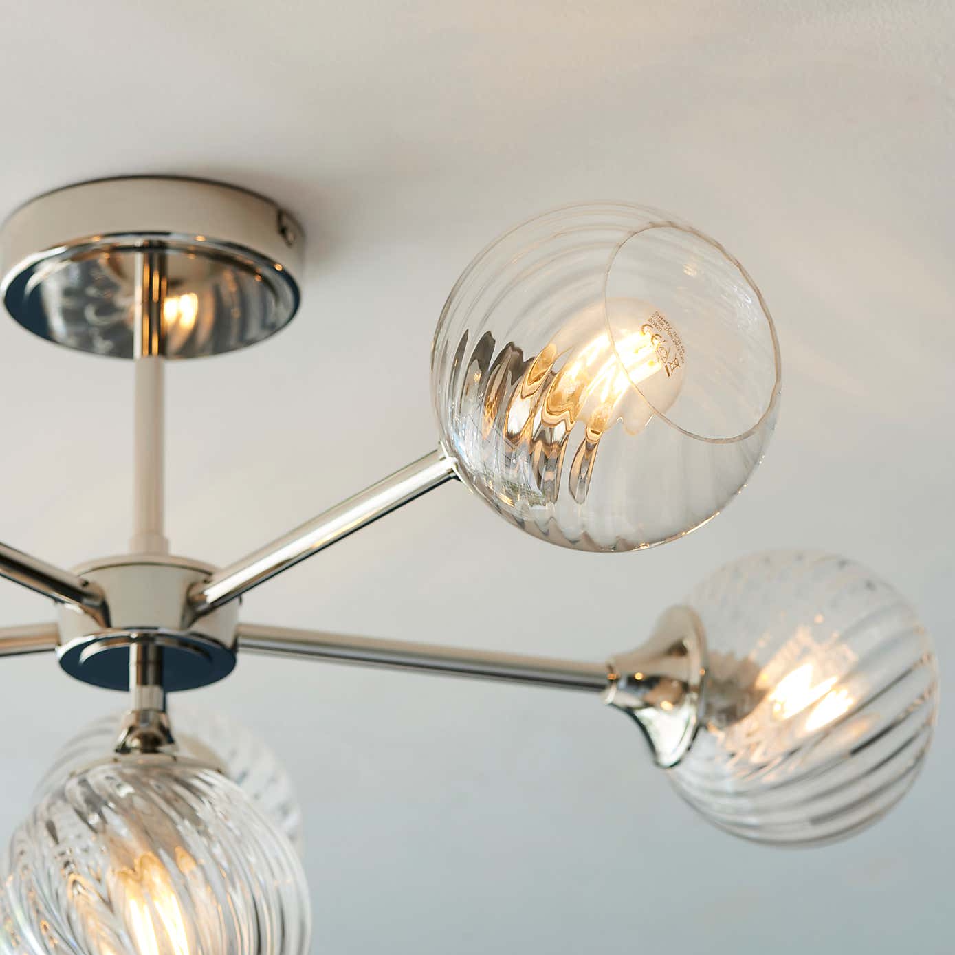 Vogue Asher Art Deco 6 Light Semi Flush Ceiling Light