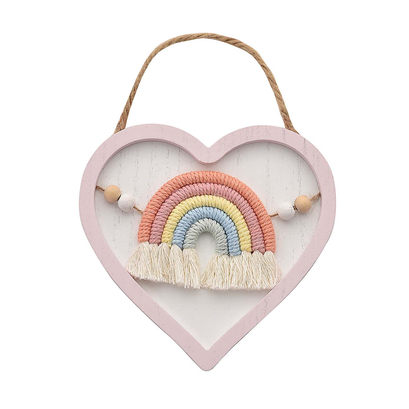 Petit Cheri Wooden Heart Macrame Wall Plaque