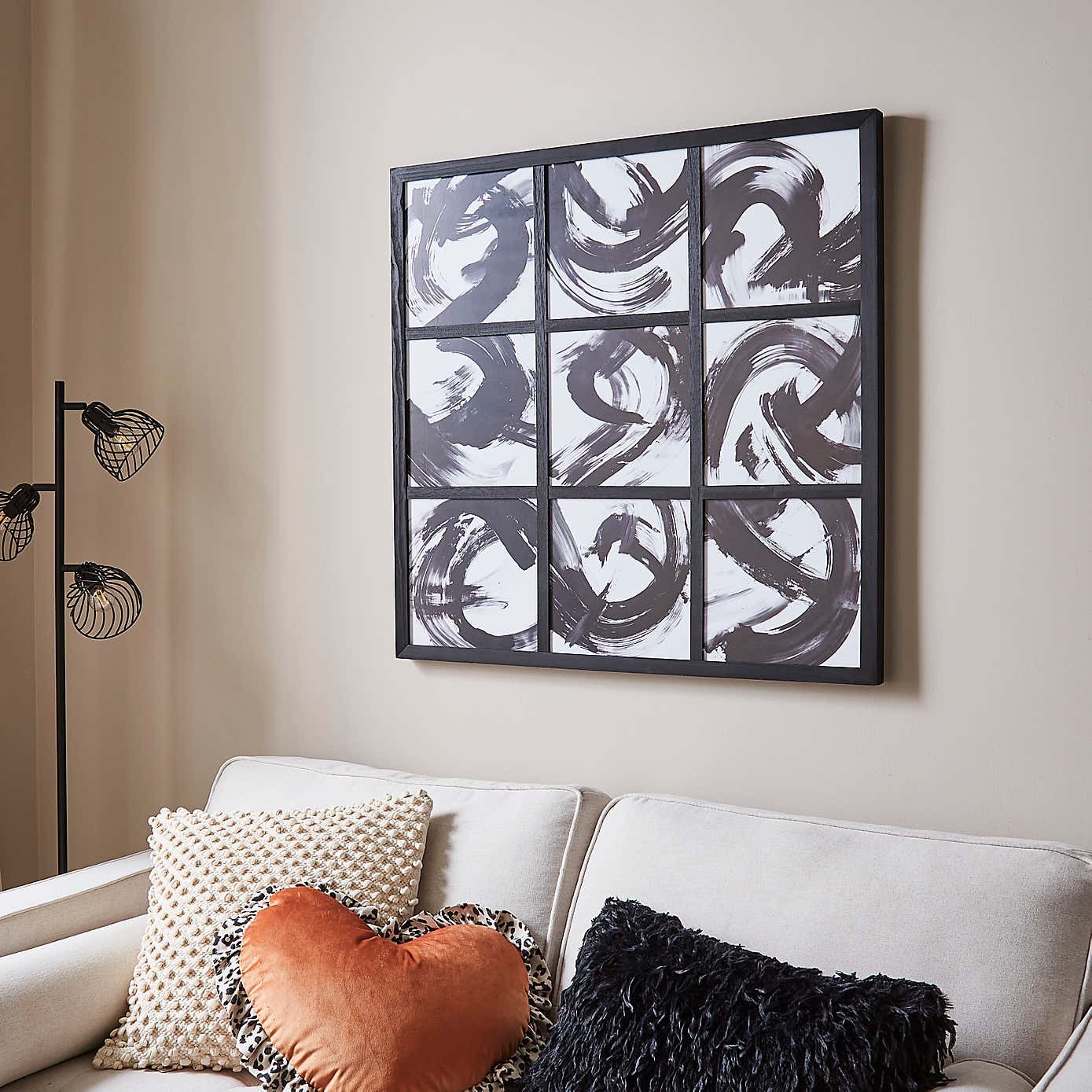Tiled Monochrome Abstract Framed Wall Art