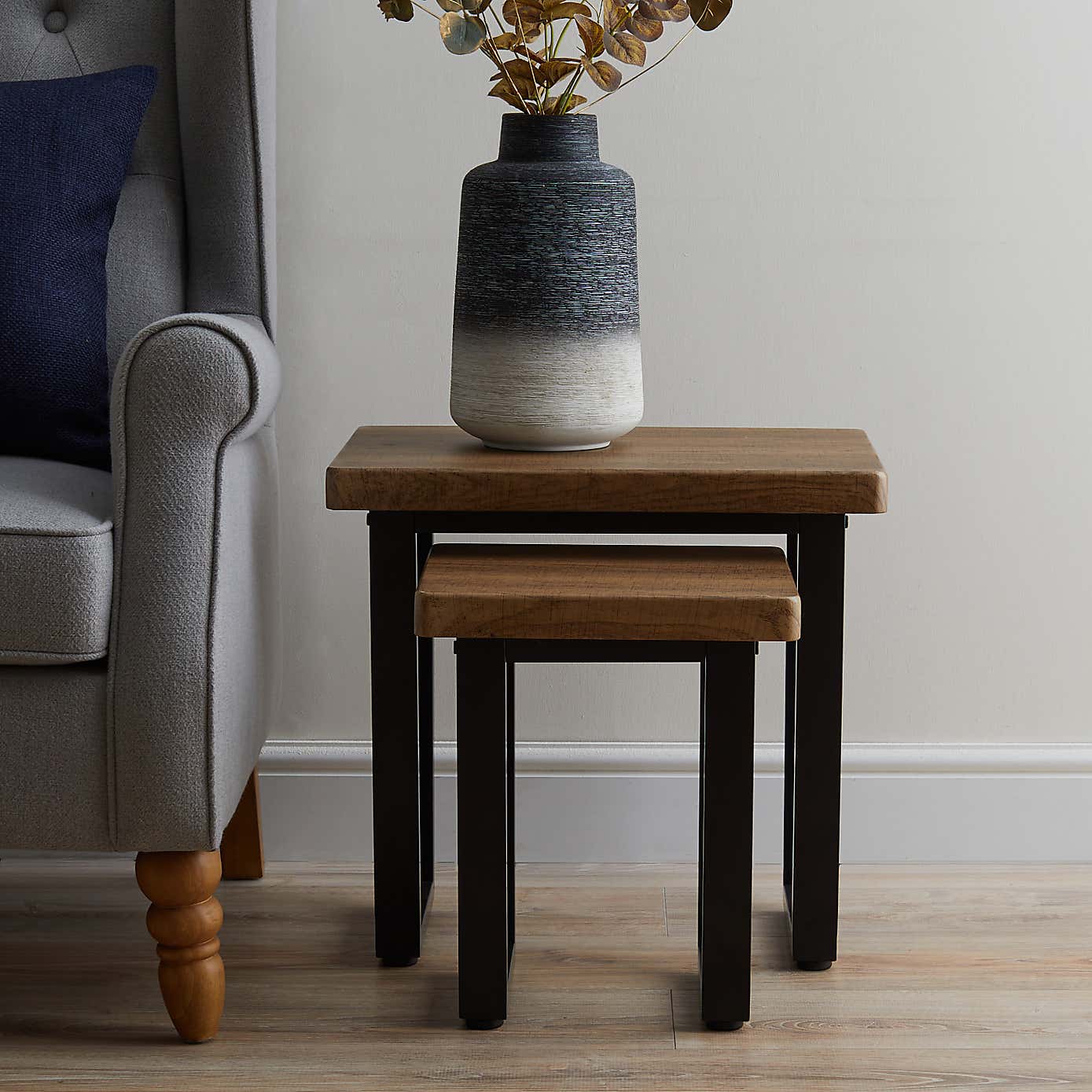 Freddie Rustic Wood Effect Nest of Tables